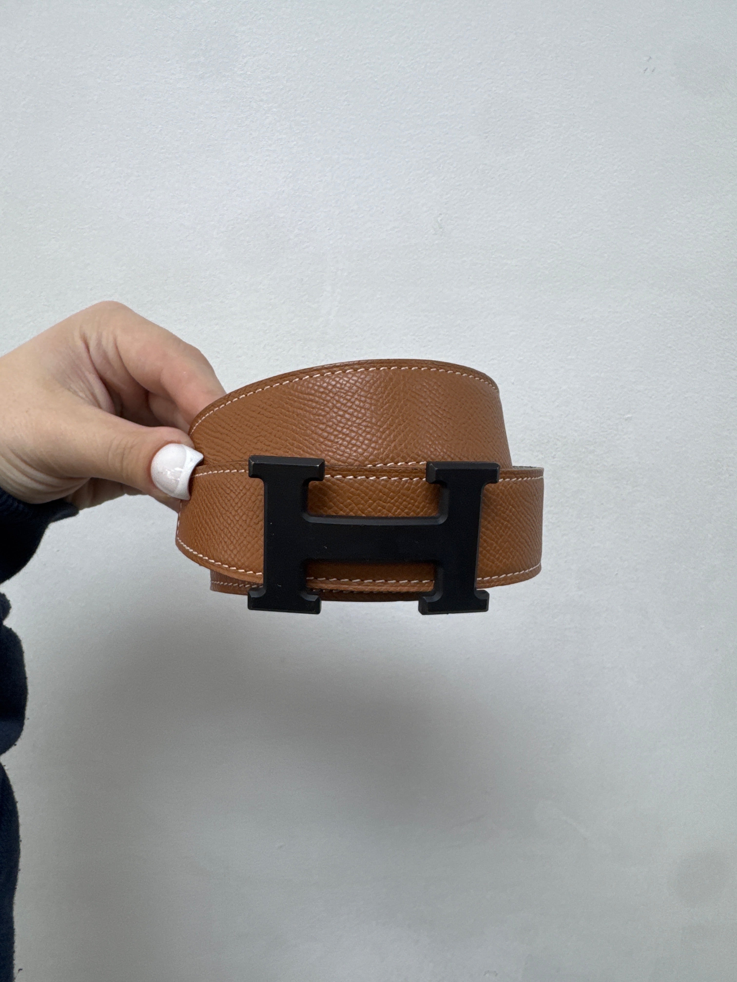 Hermes Brown White Reversable (Women) (90) Belt