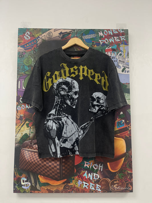 Godspeed Tee Black Yellow Mankind VS AI (S M L XL XXL) New