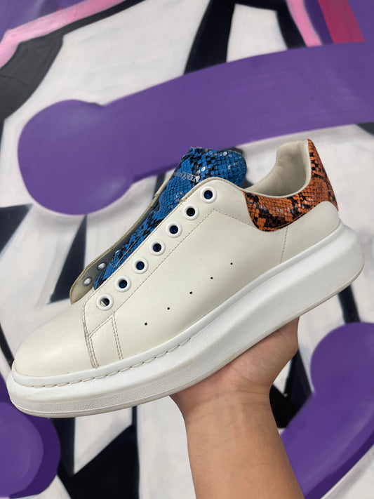 Alexander McQueen Pink Blue Snake Skin Sneakers Used No Box
