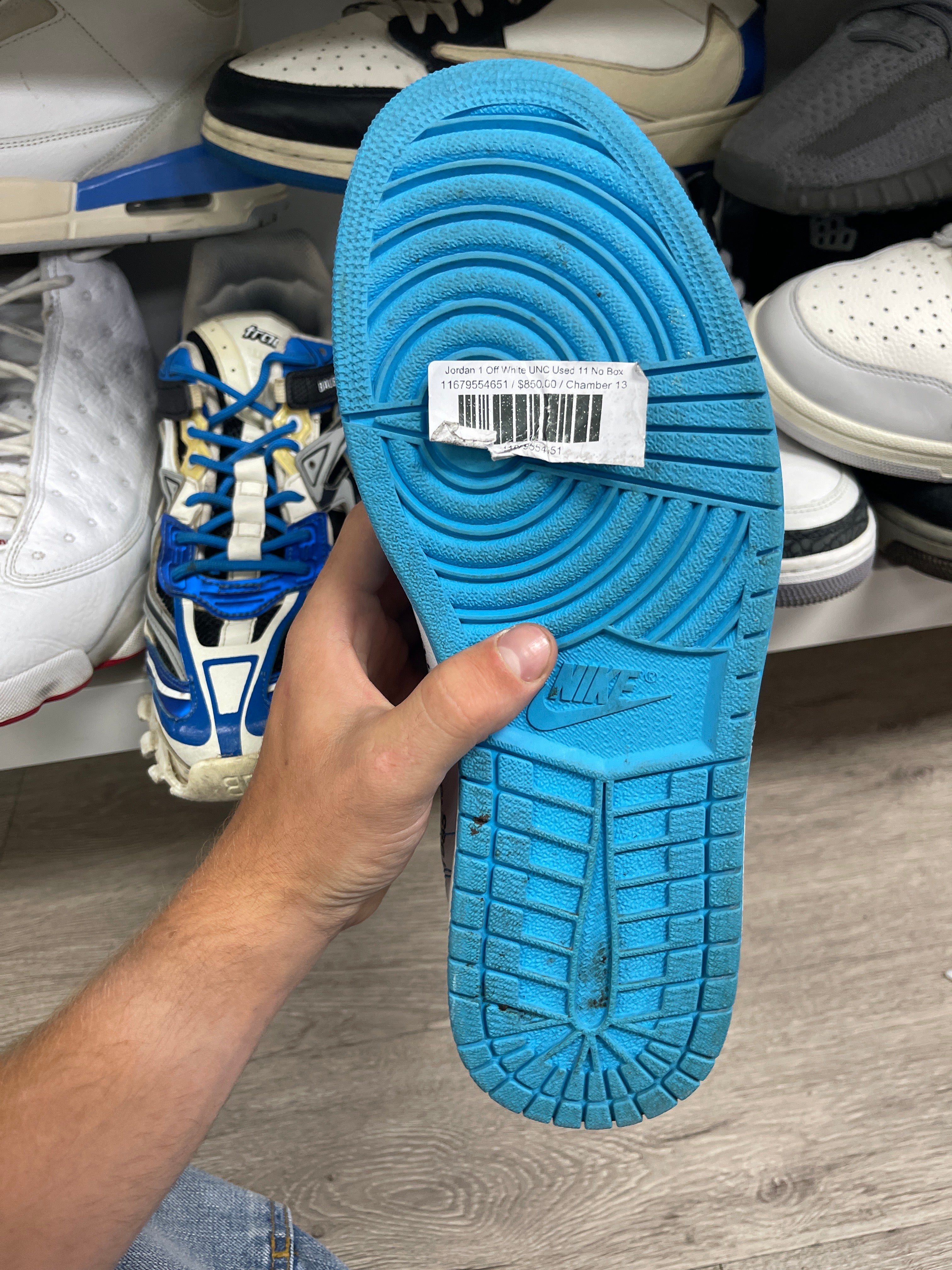 Jordan 1 Off White UNC Used 11 No Box