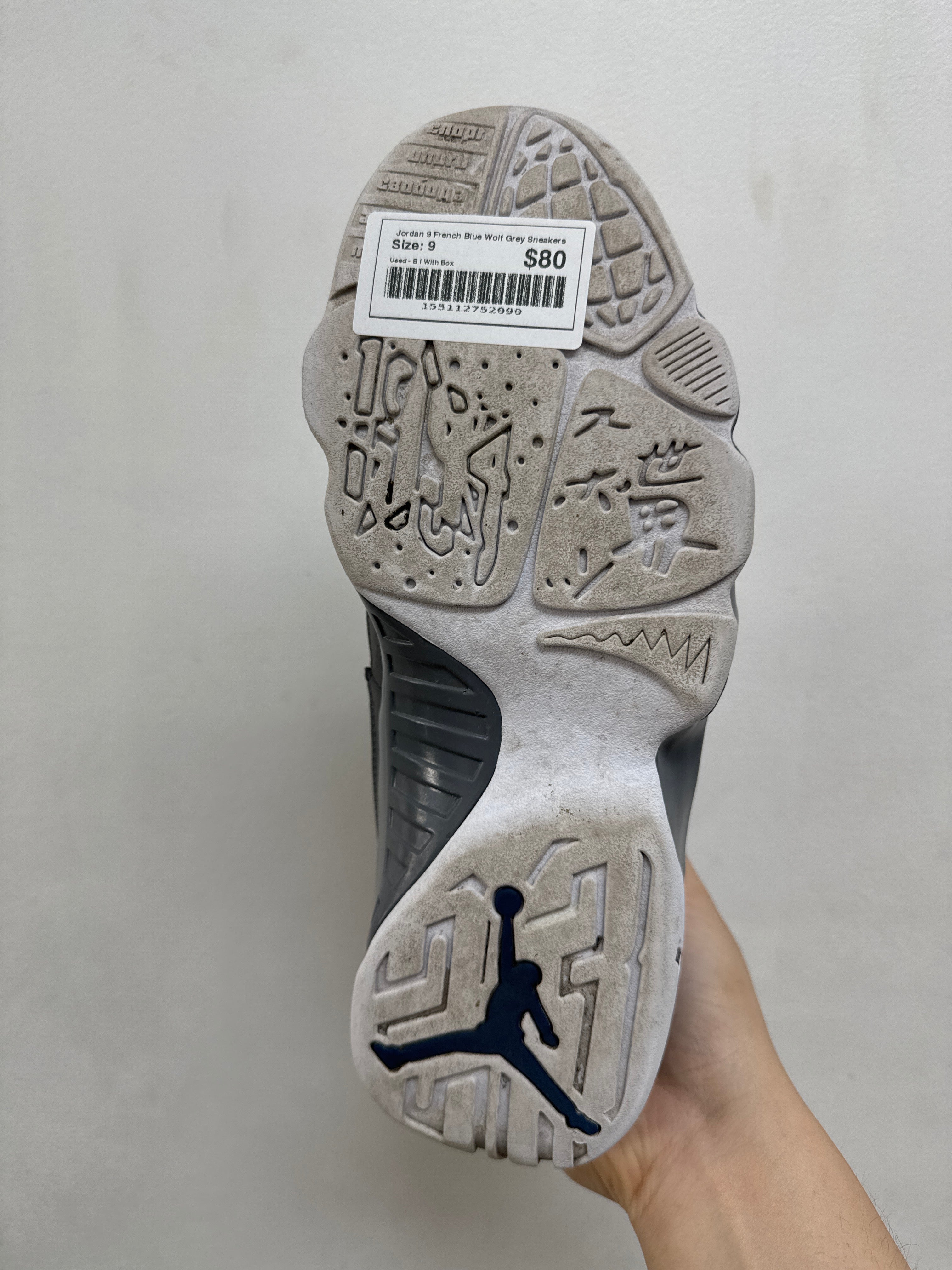 Jordan 9 French Blue Wolf Grey Sneakers