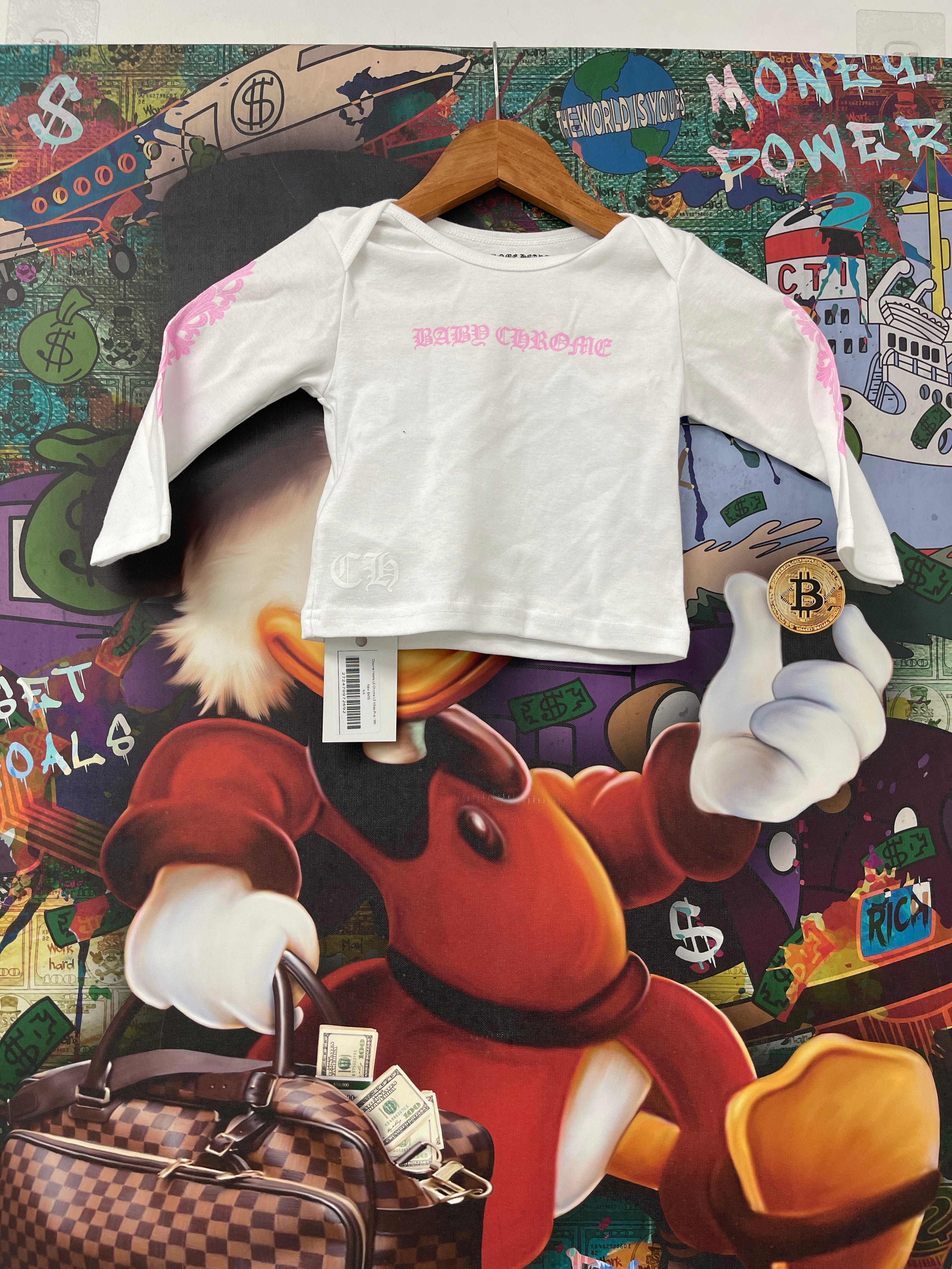 Chrome Hearts Lil Chrome LS White Pink New 18M N/A