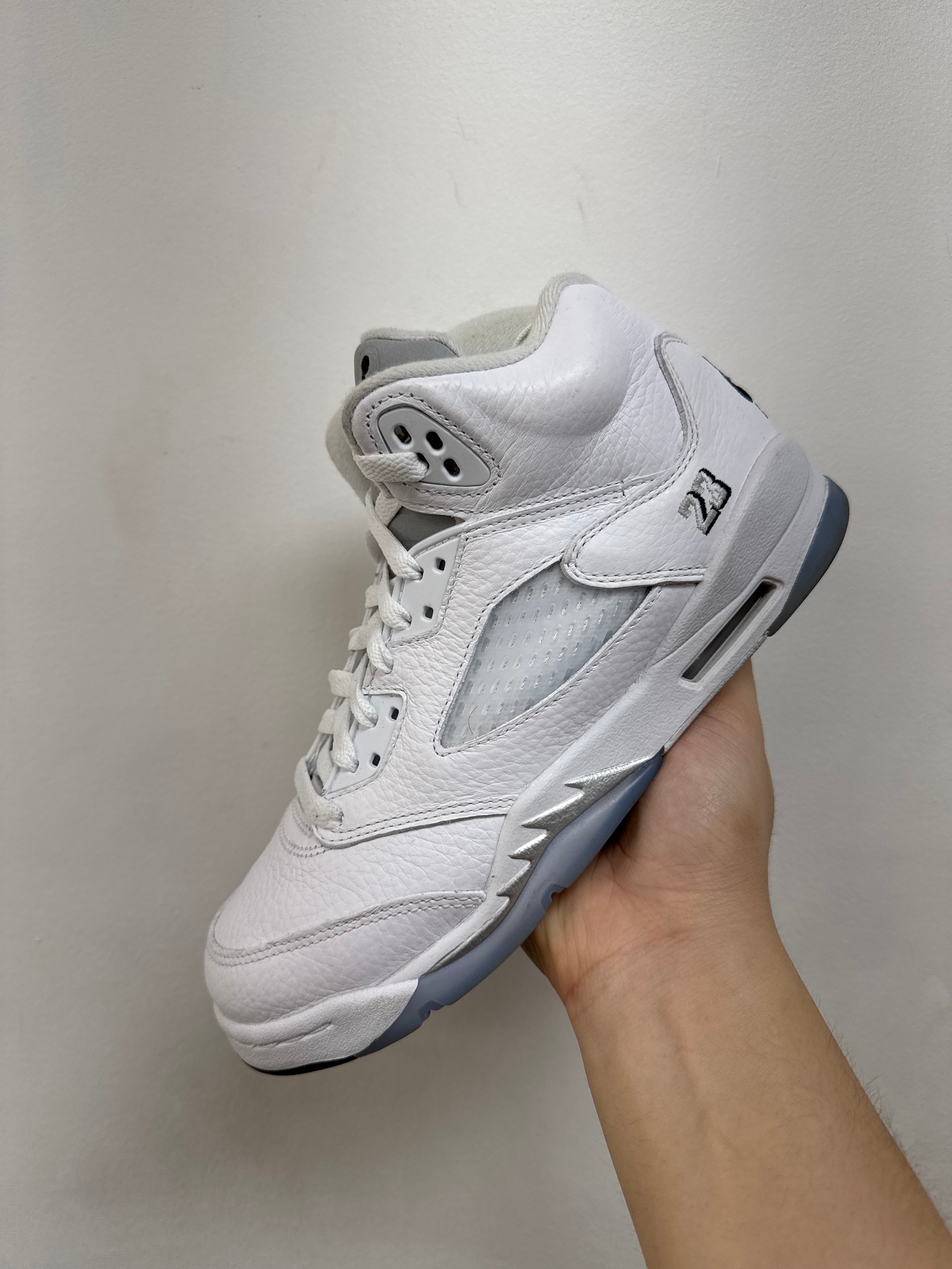Jordan 5 White Metallic Sneakers