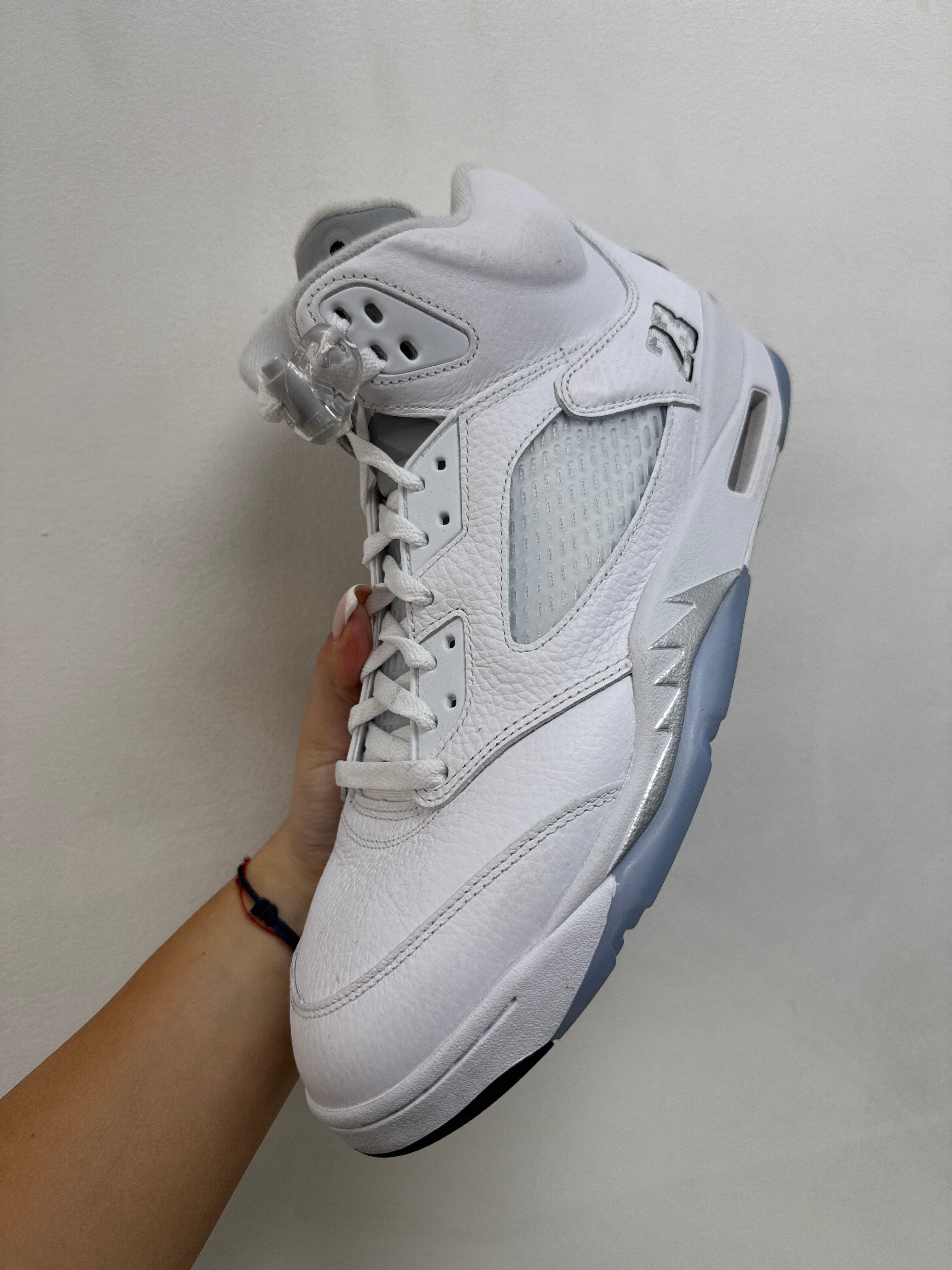 Jordan 5 White Metallic Sneakers