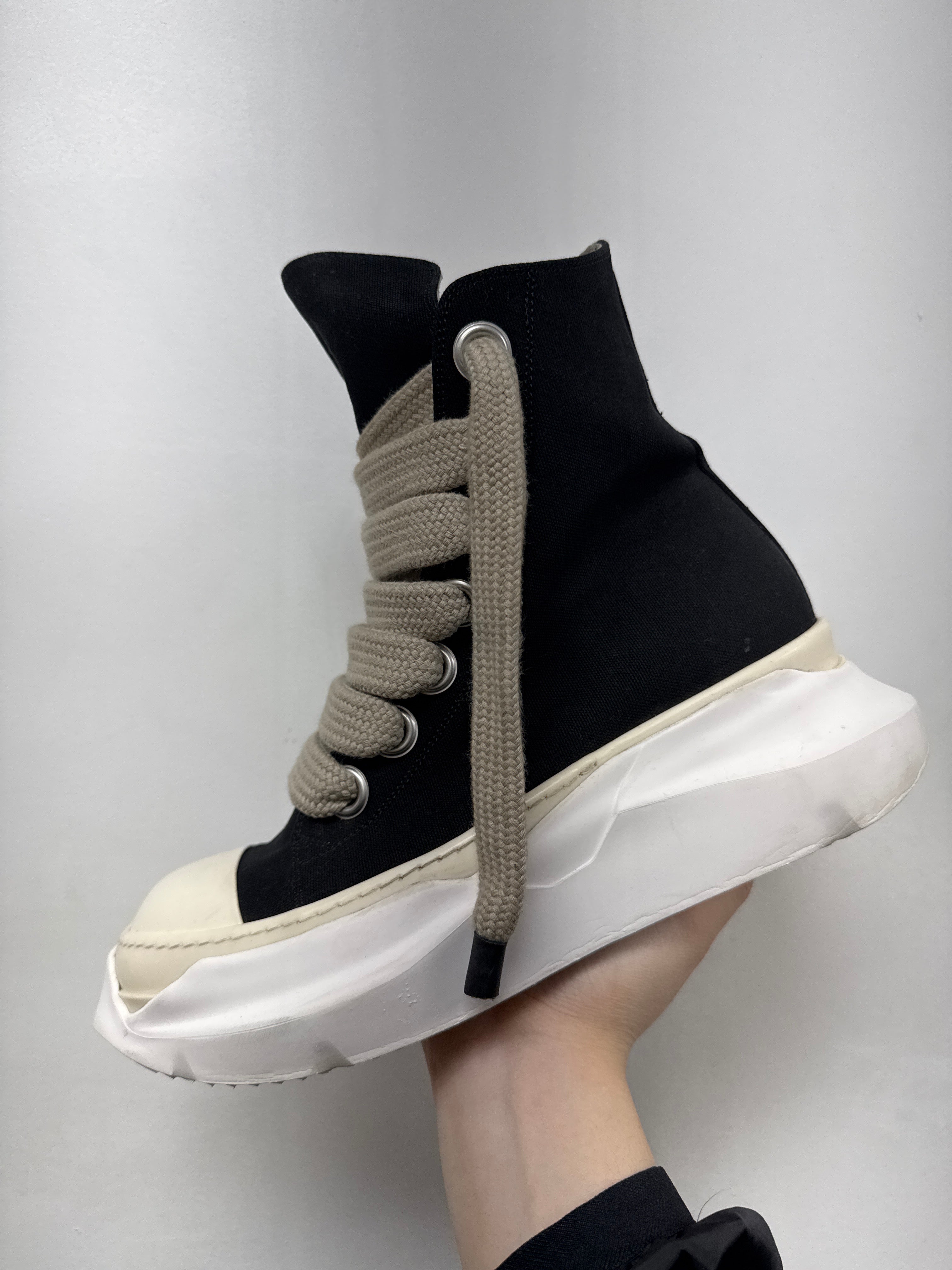 Rick Owens Black Abstract Jumbo Lace High Sneakers