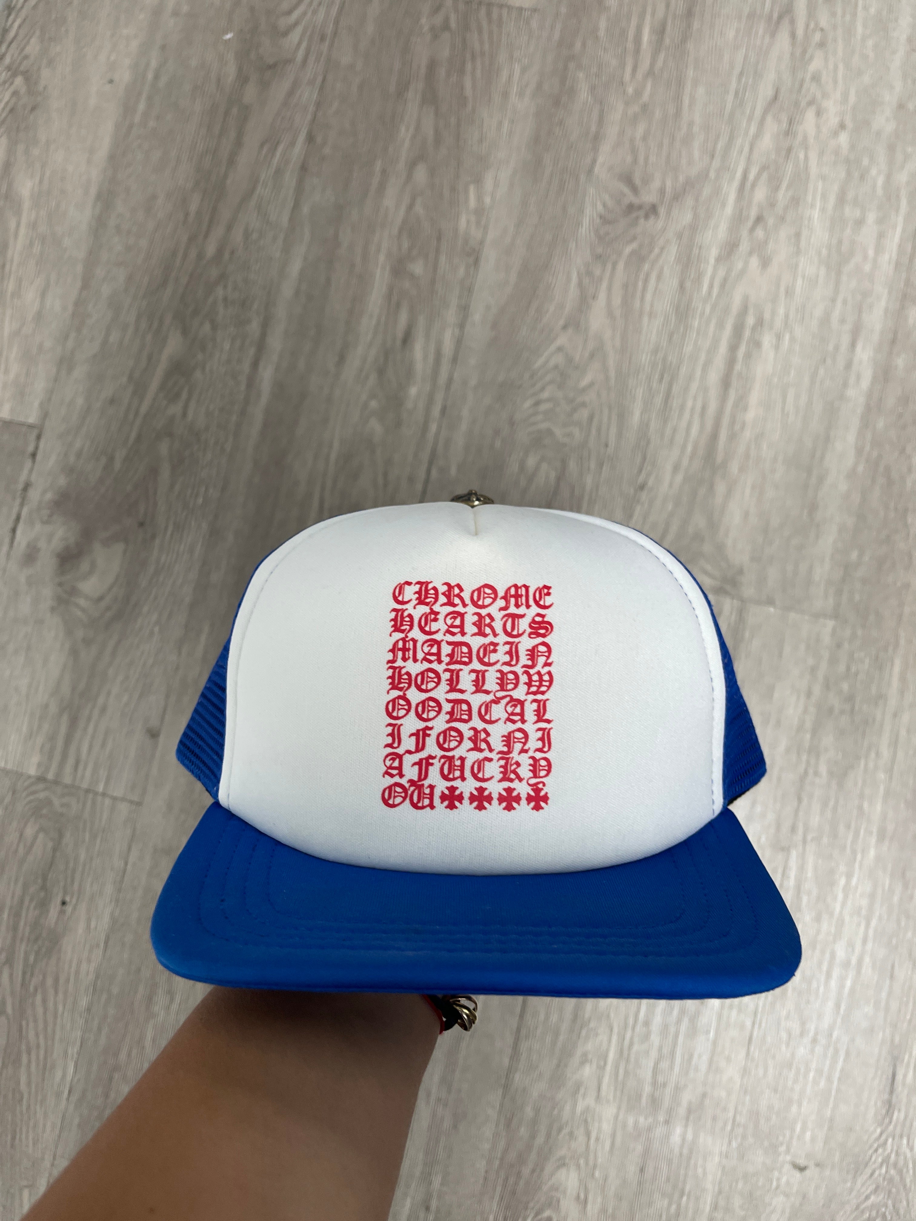 Chrome Hearts Eye Chart Trucker RWB Tried On