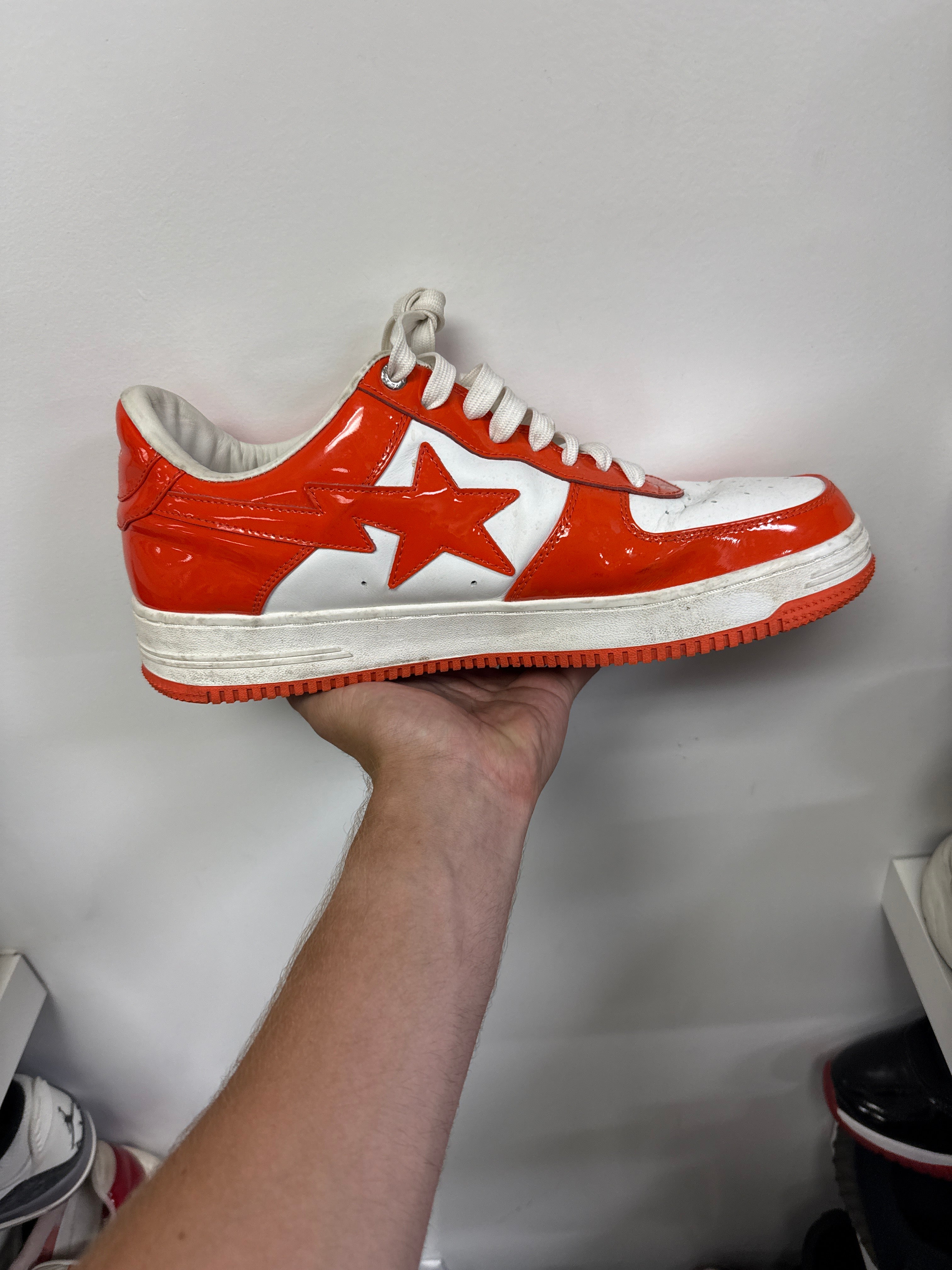 BAPE Orange White Bapesta Sneakers