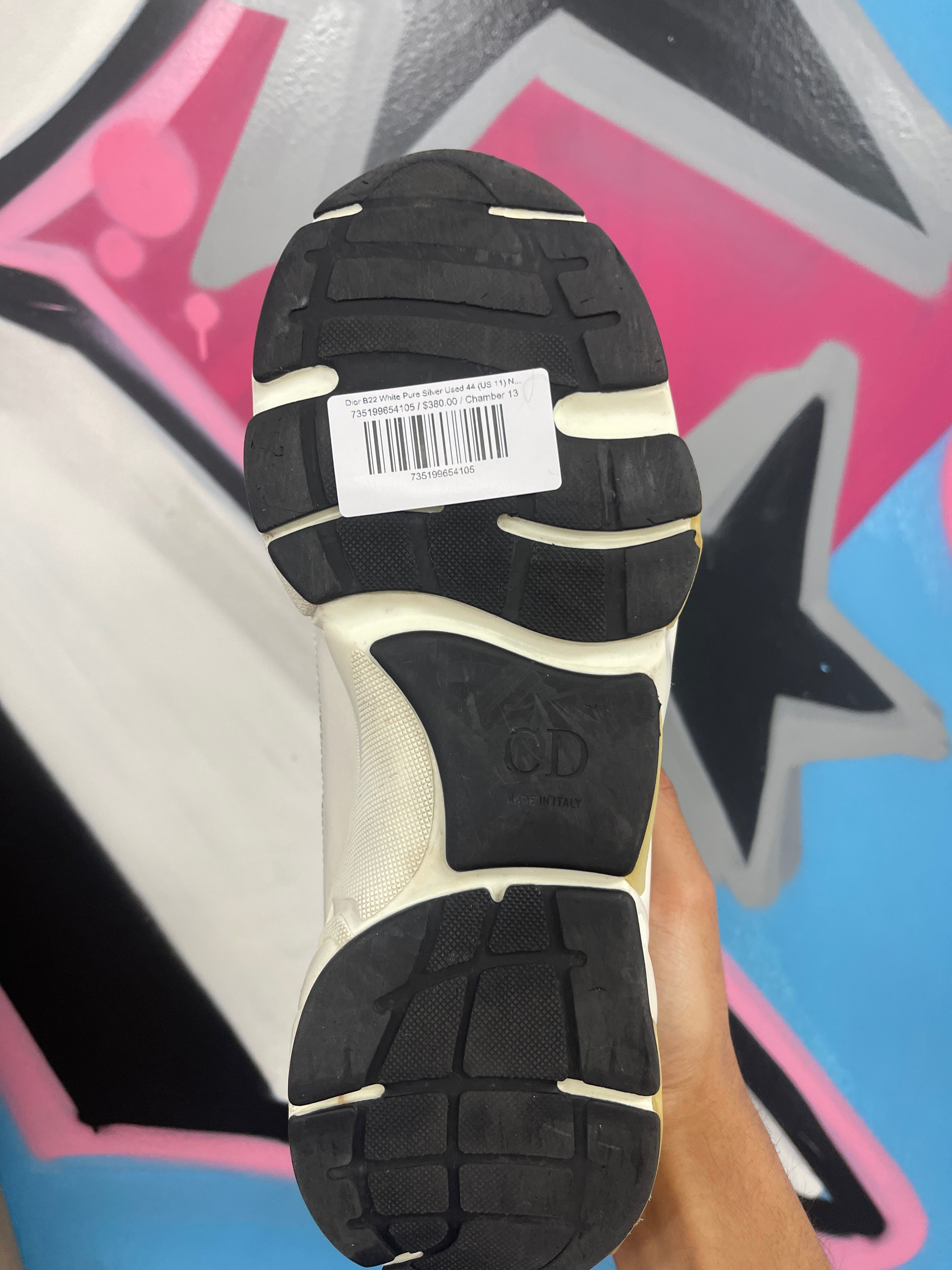 Dior B22 White Pure Silver Used 44 (US 11) No Box