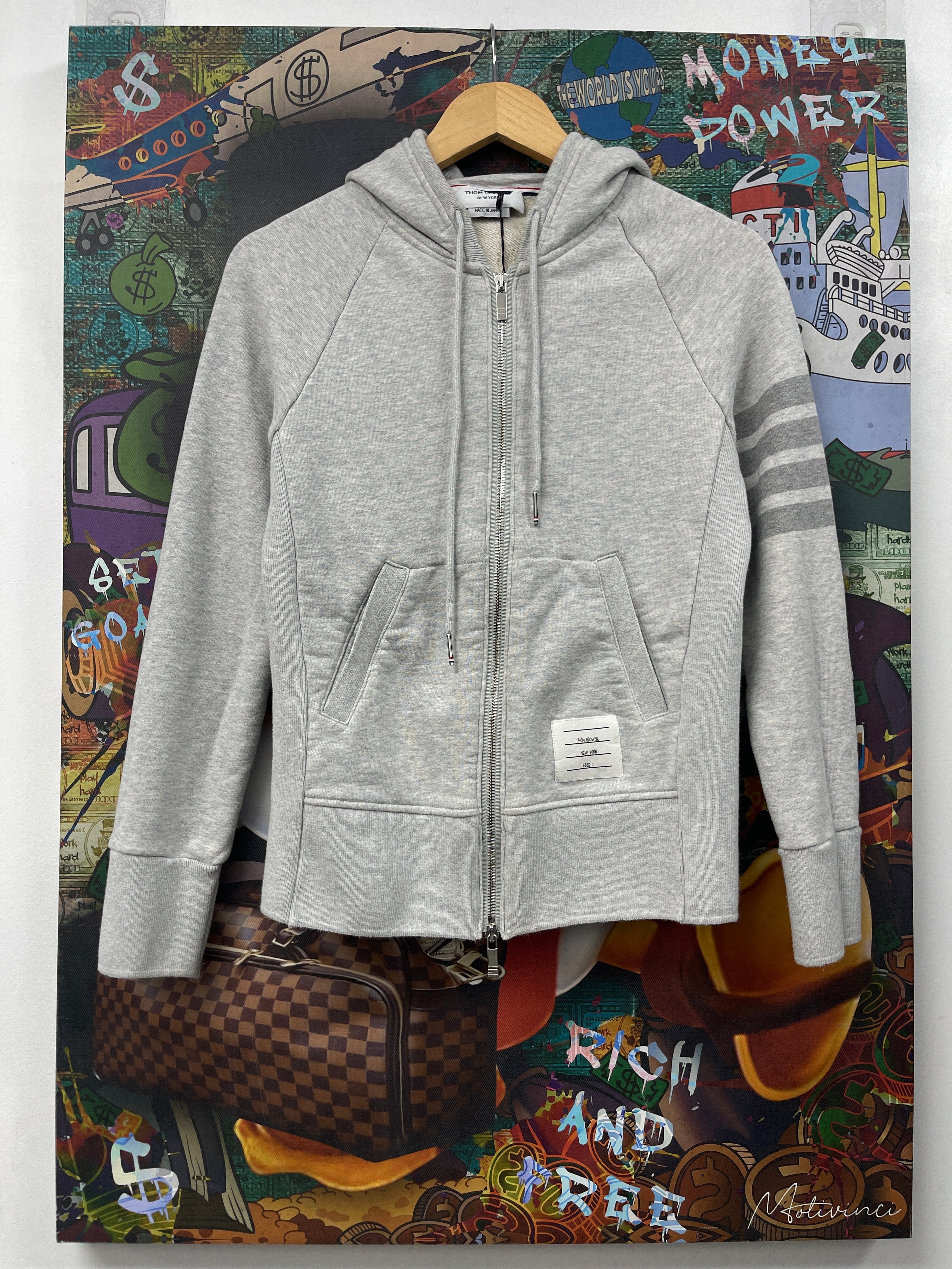 Thom Browne Grey Tonal 4 Bar Zip Up
