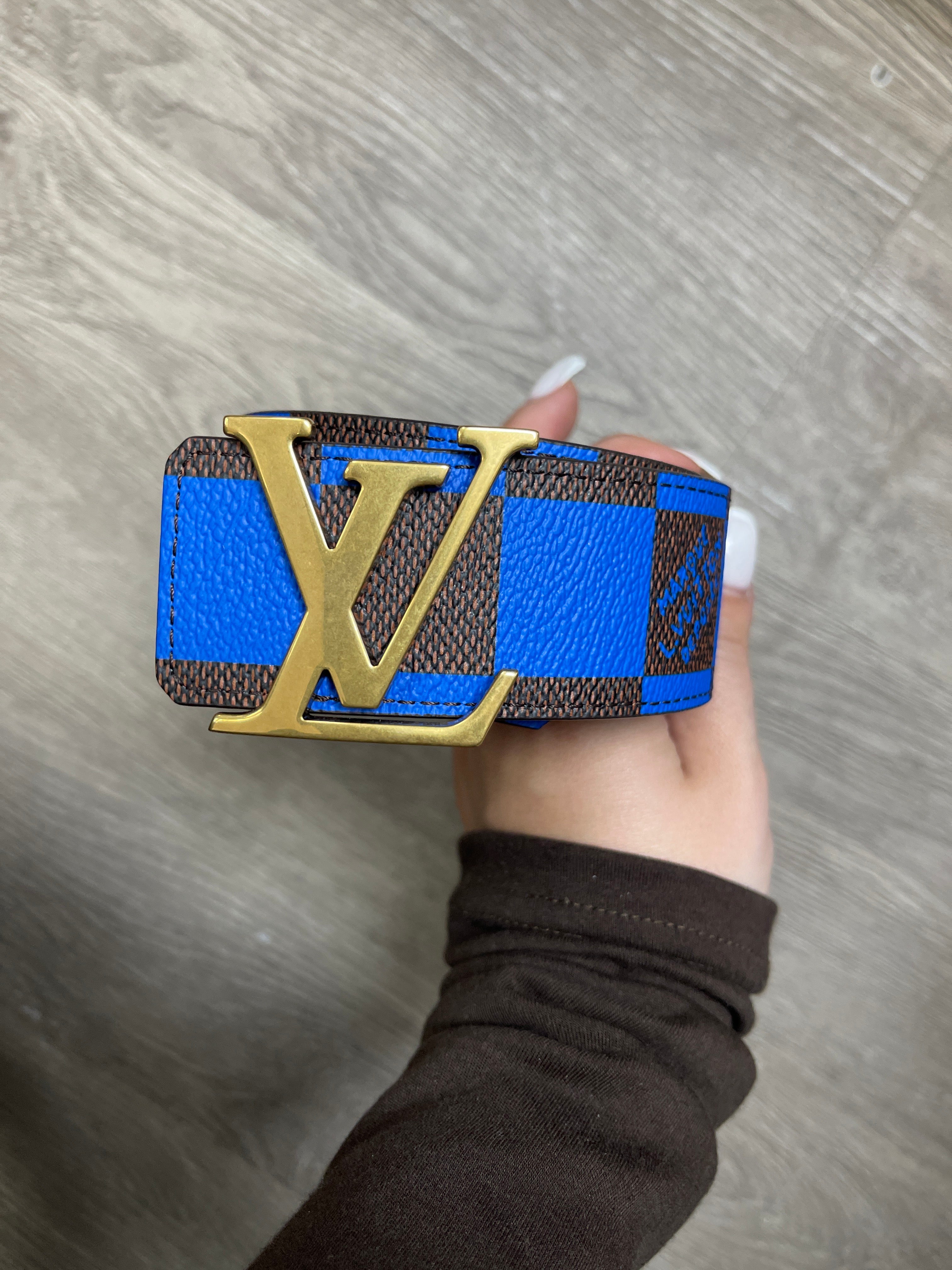 Louis Vuitton Blue Brown Monogram Belt