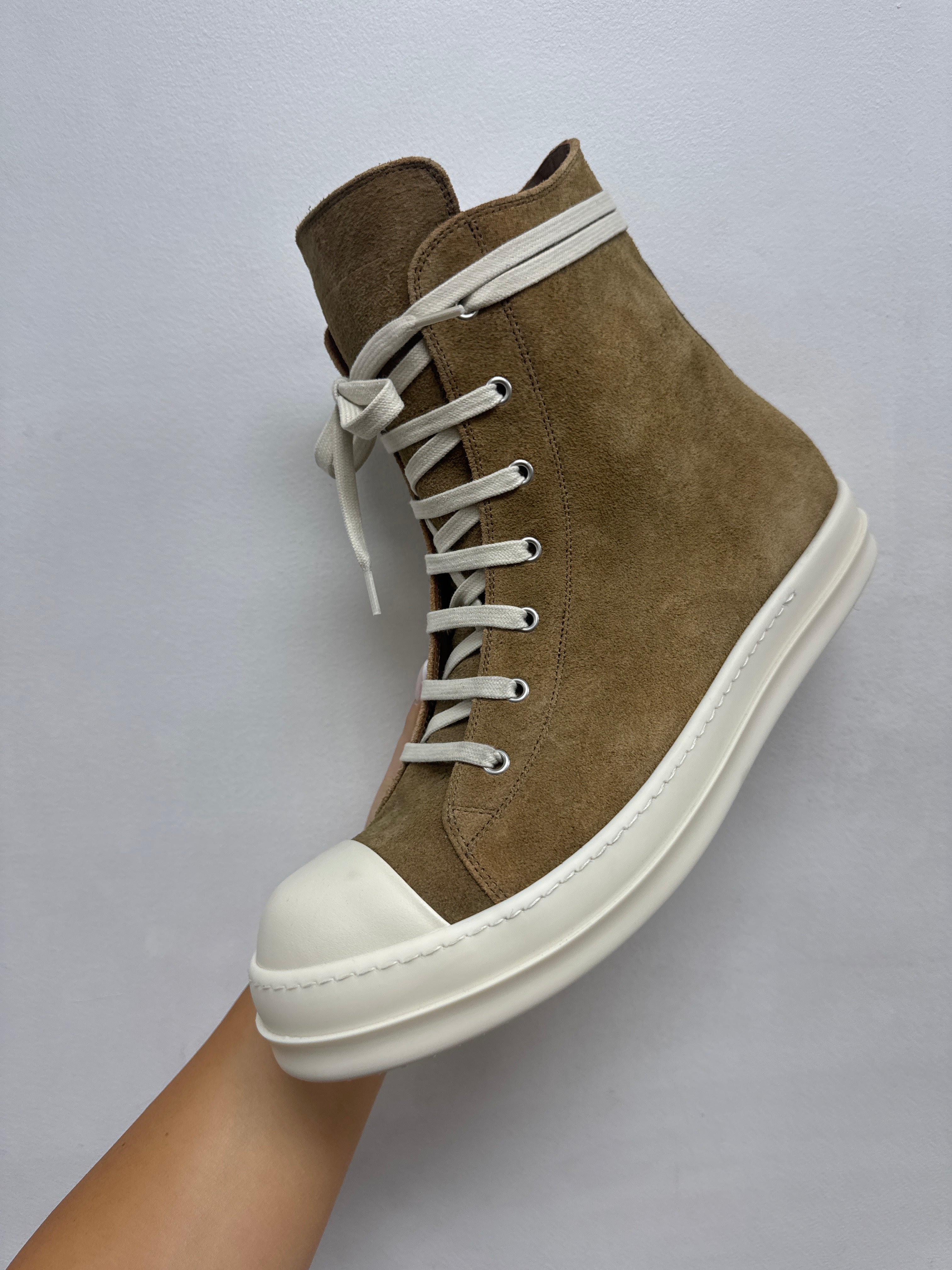Rick Owens Sumi Brown Hi Top Mainline Sneakers