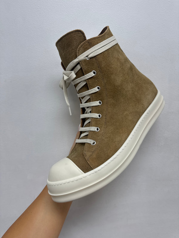 Rick Owens Sumi Brown Hi Top Mainline Sneakers