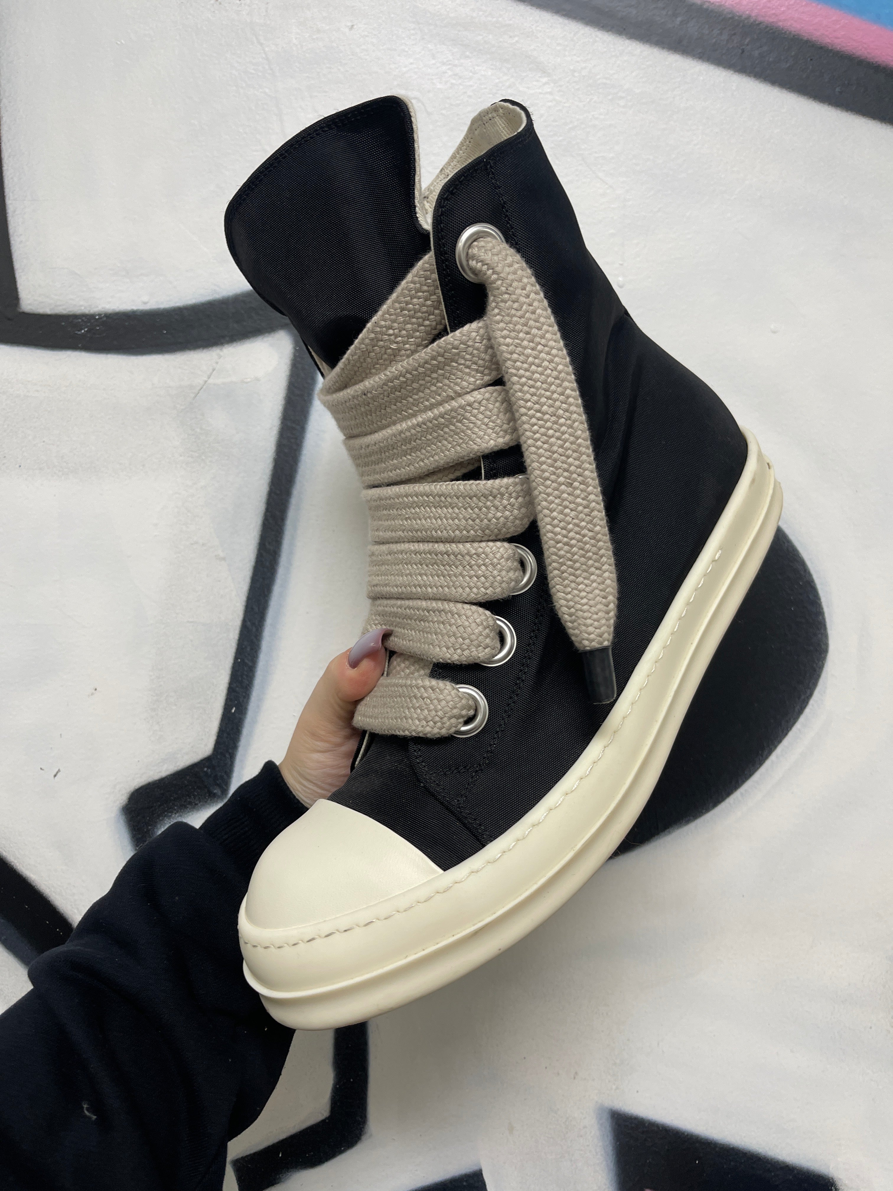 Rick Owens Black Milk Jumbolace Sneakers