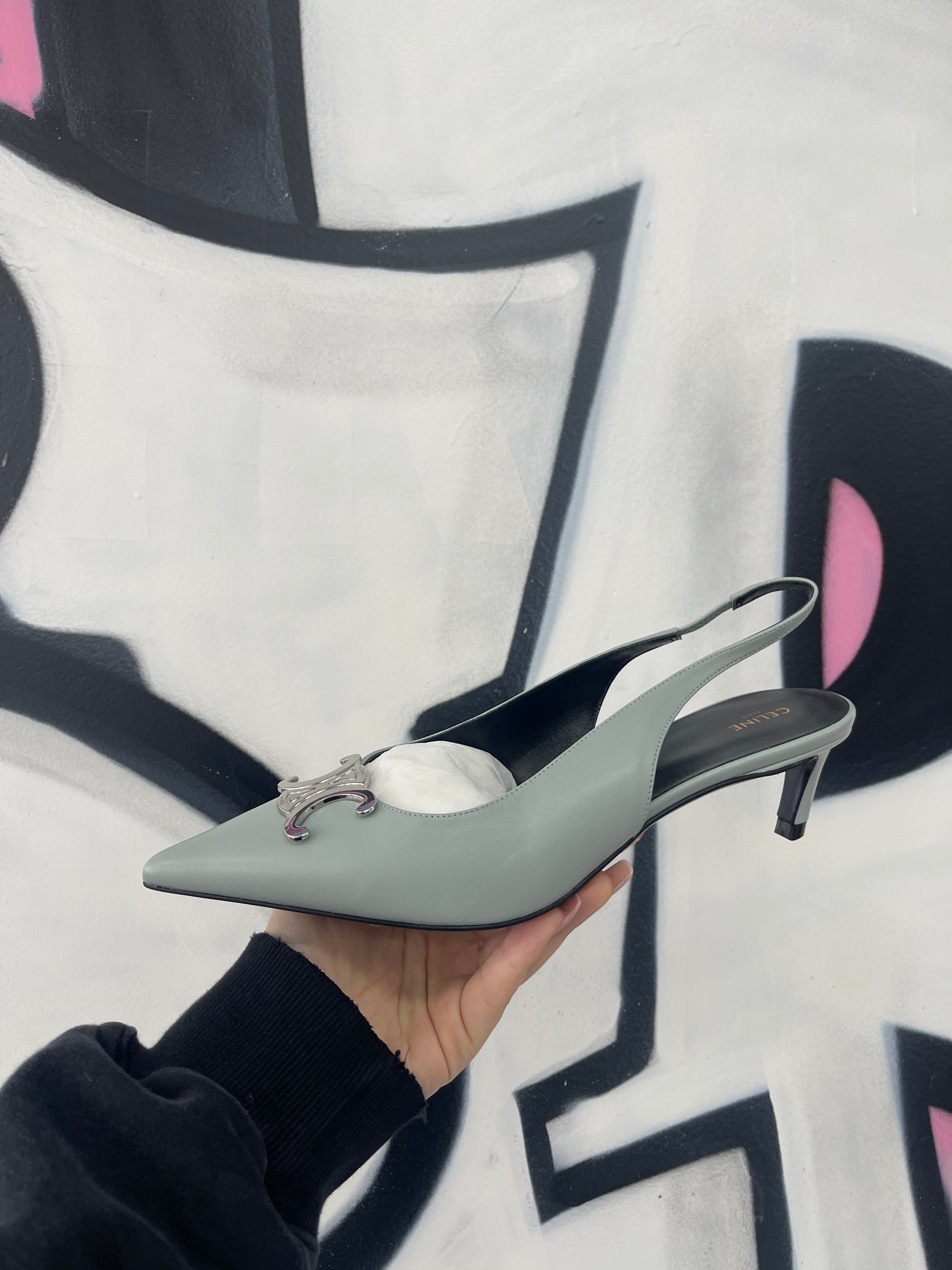 Celine Slingback Powder Blue New 38 No Box