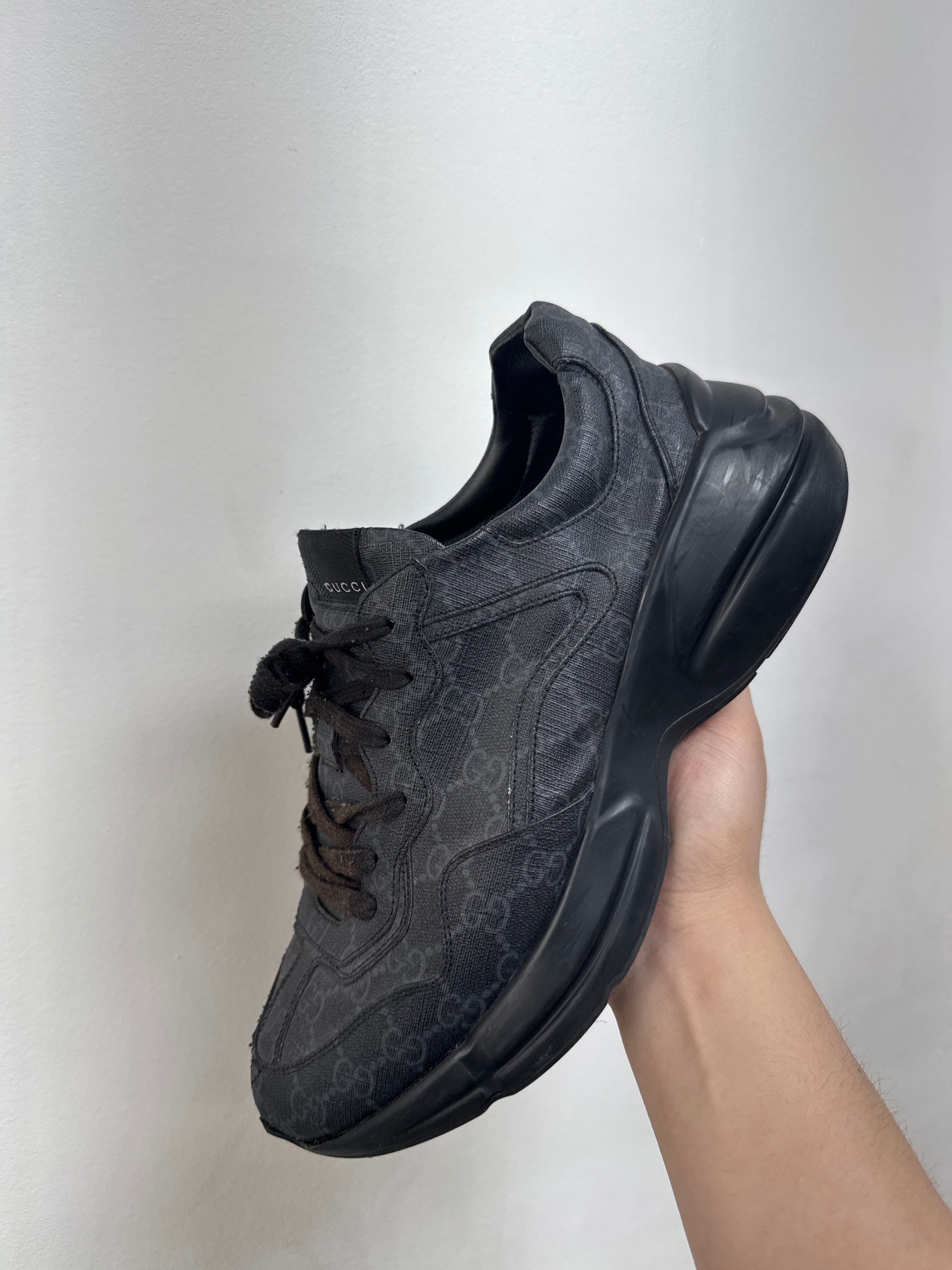 Gucci Black Monogram Rython Sneakers