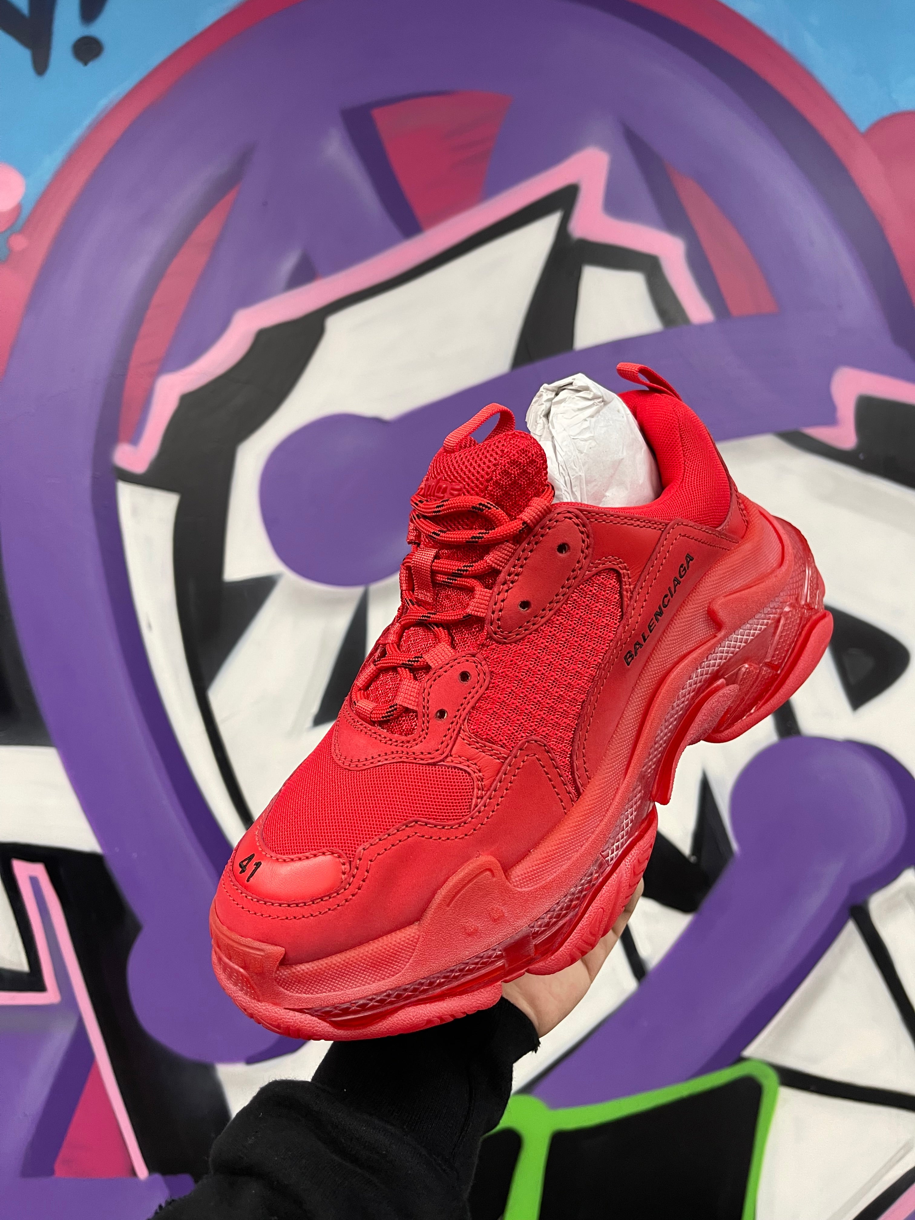 Balenciaga Red Triple S Sneakers