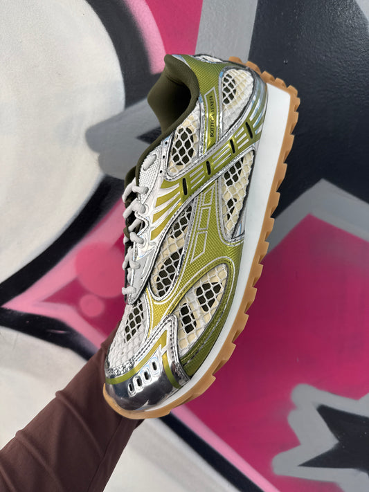 Bottega Veneta Olive Silver Orbits Sneakers