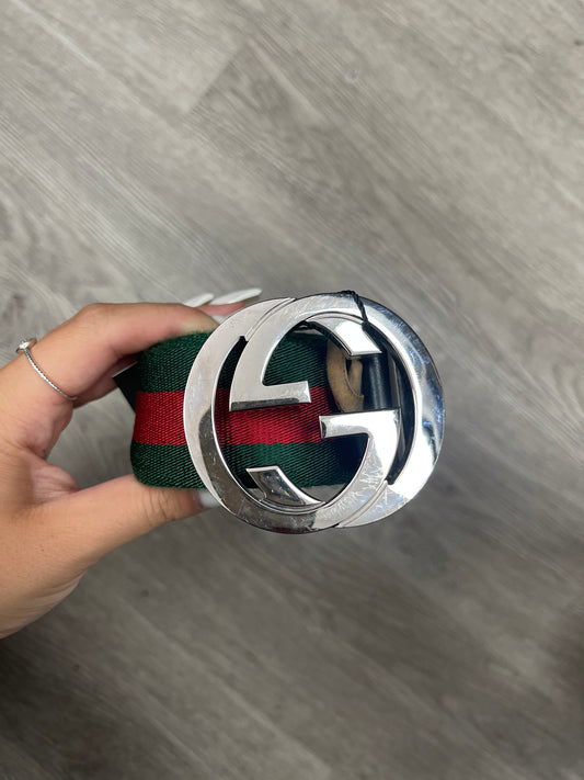 Gucci GG Belt Green Red Strap Used