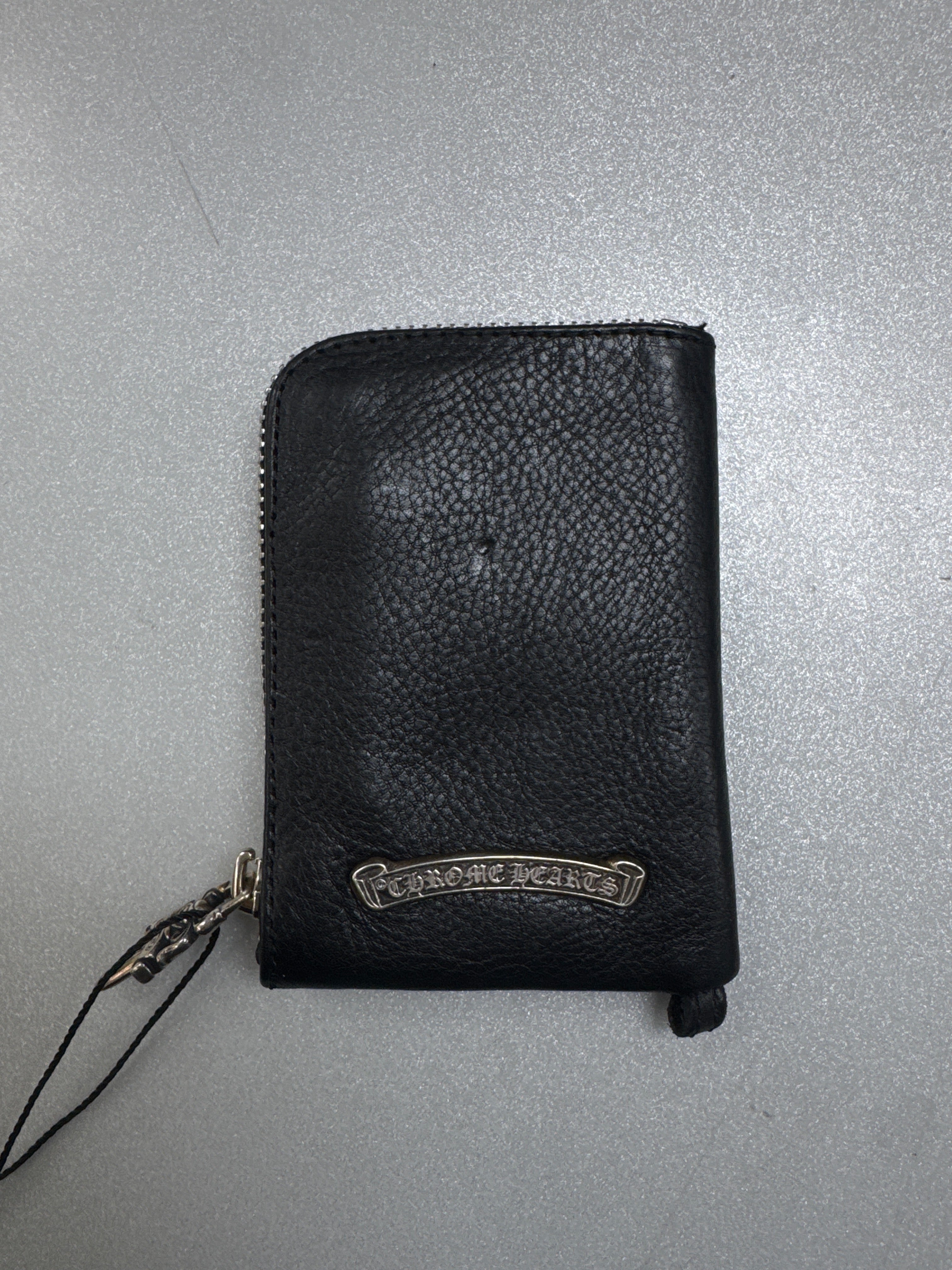 Chrome Hearts Black Tiny Zip Cemetery Cross Patch Wallet