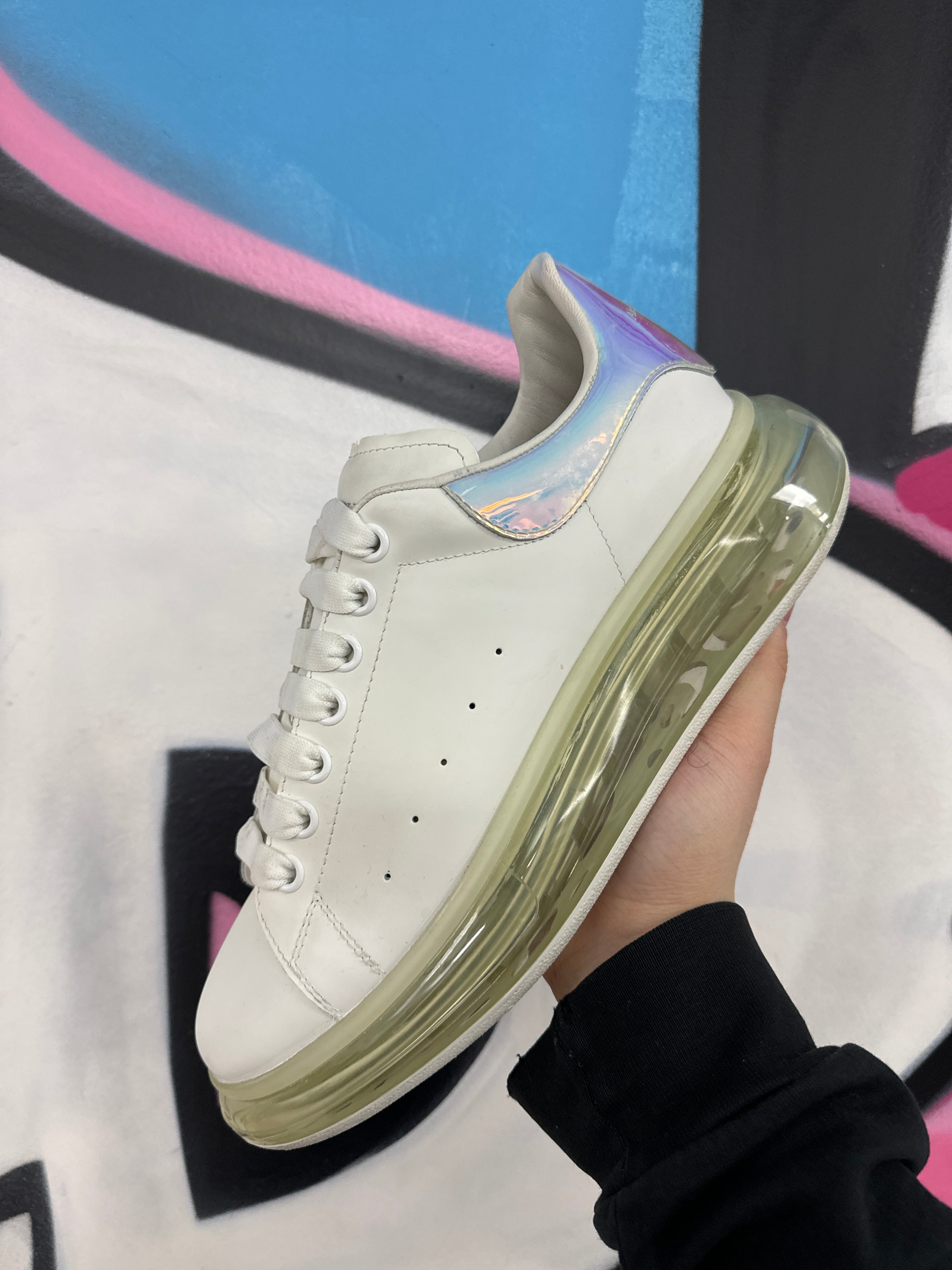 Alexander Mcqueen White Monochrome Transluecent Sole Sneakers