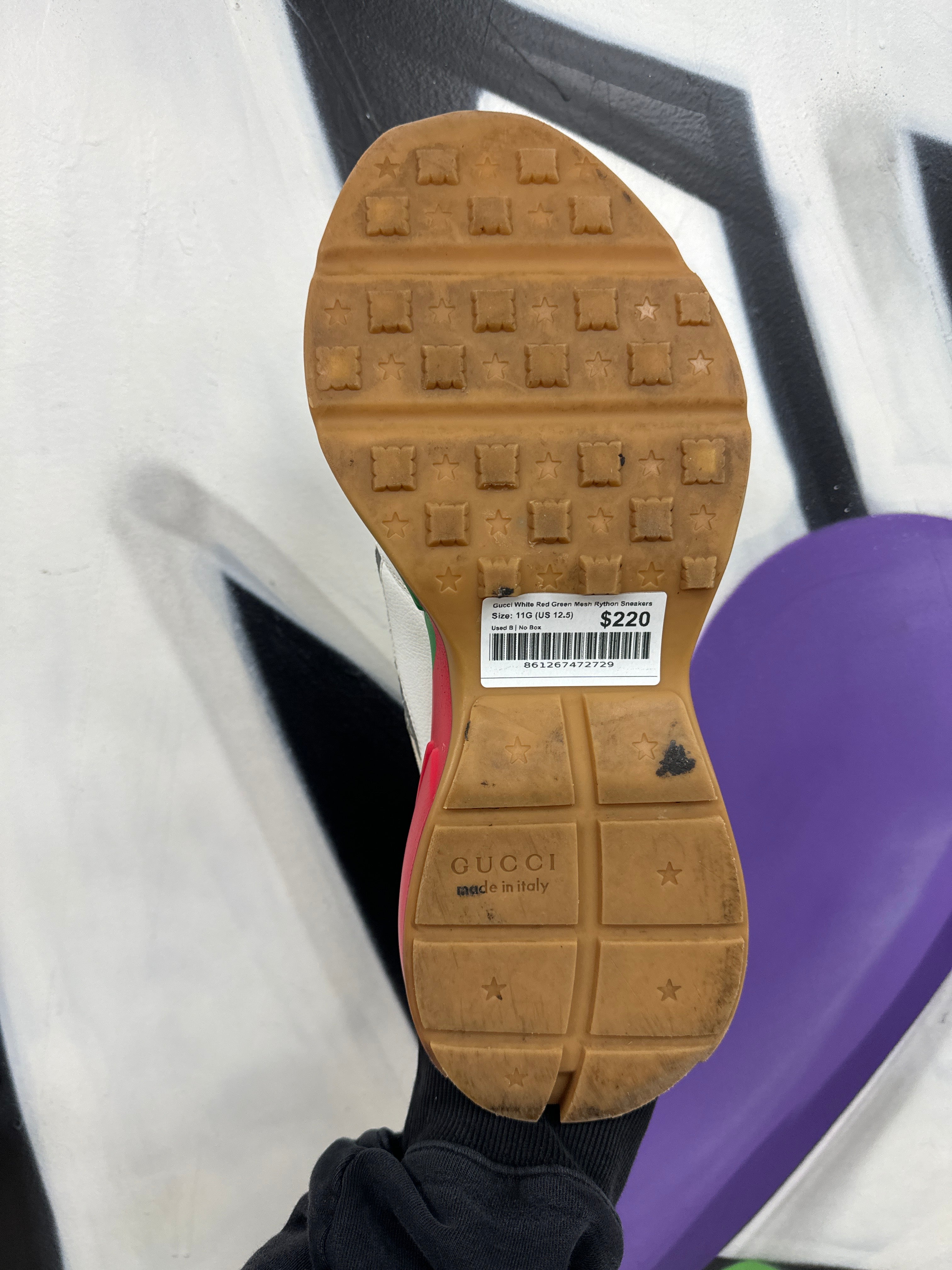 Gucci White Red Green Mesh Rython Sneakers