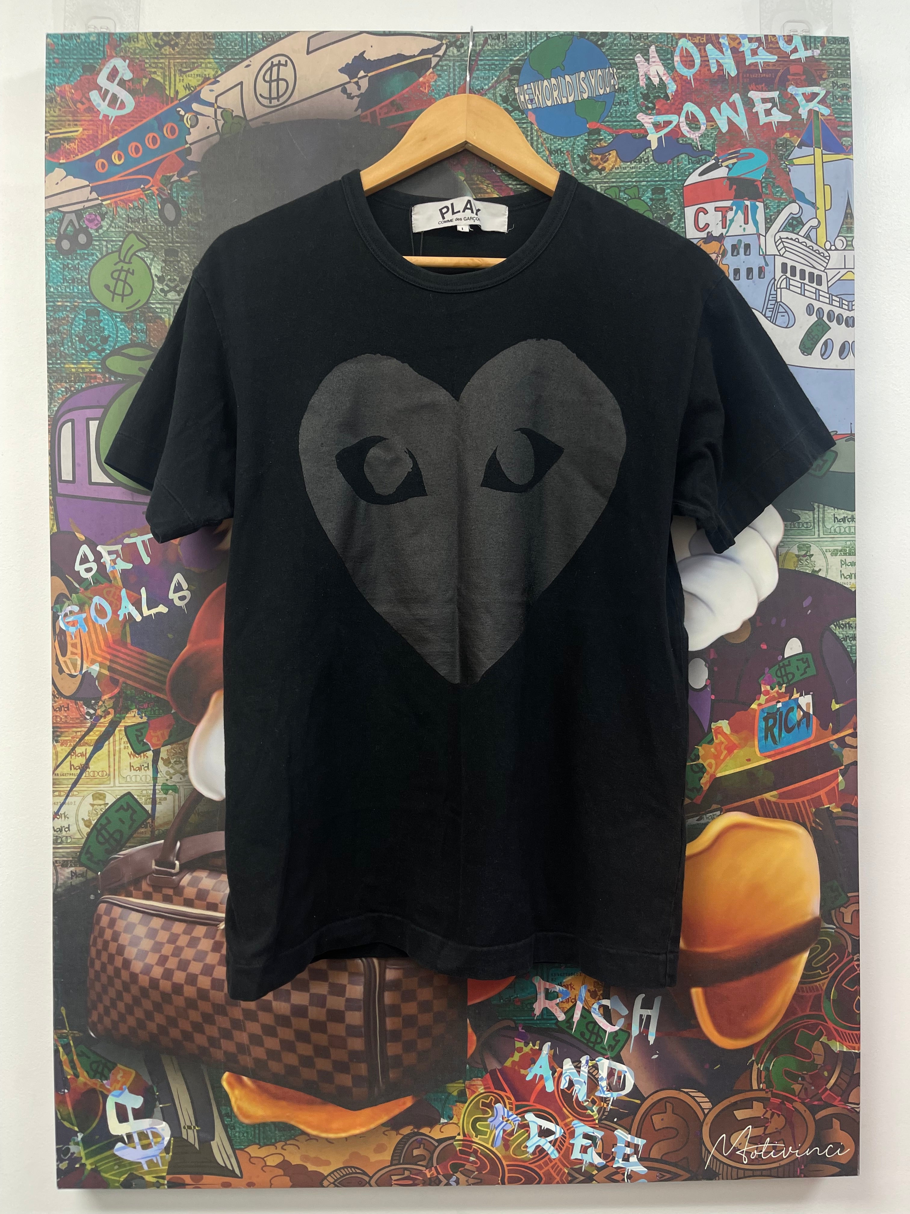 CDG Black Tonal Heart Tee