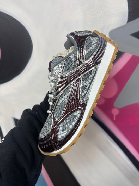 Bottega Veneta Silver Maroon Orbit Sneakers