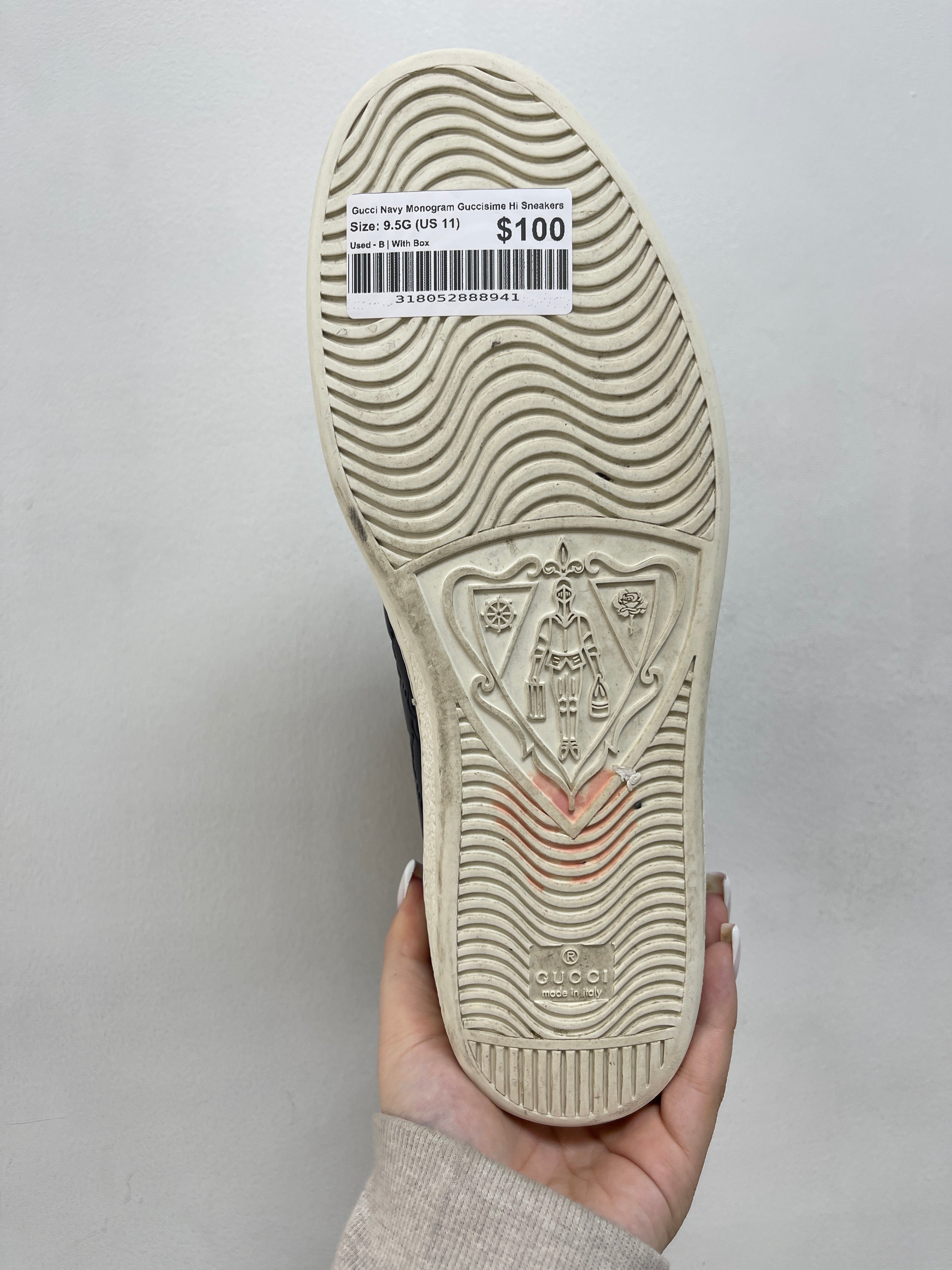 Gucci Navy Monogram Guccisime Hi Sneakers
