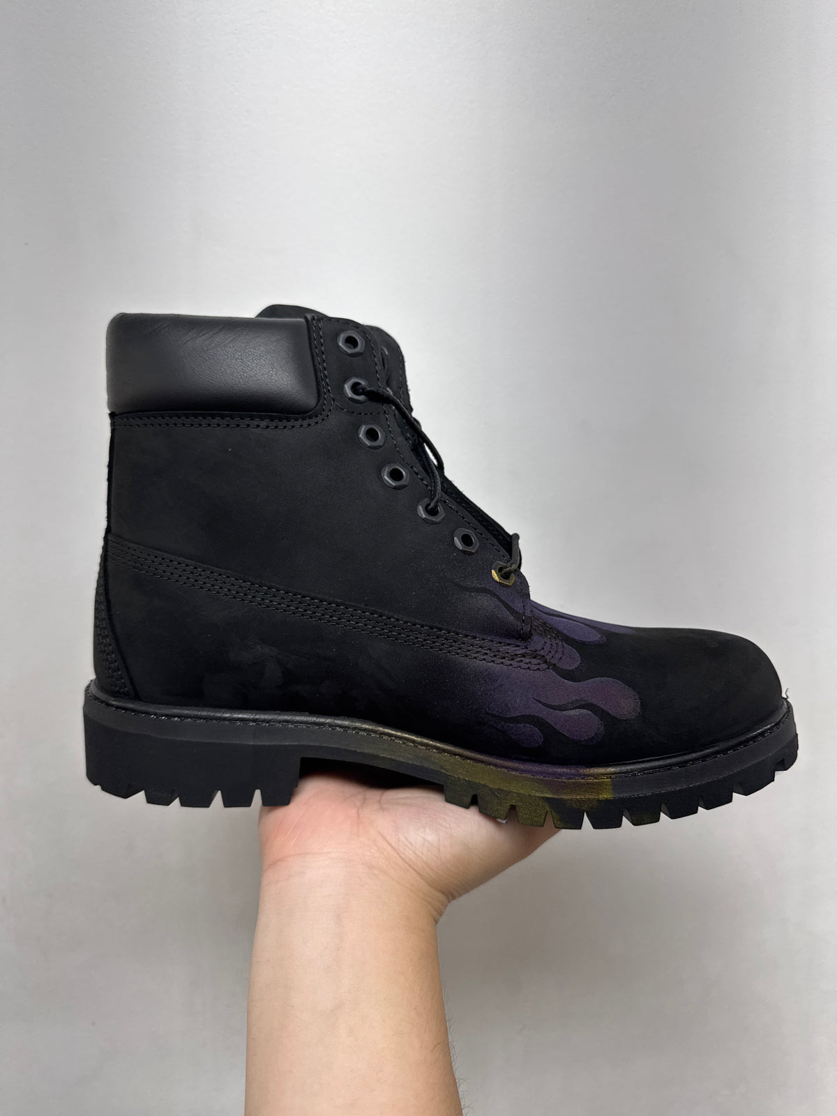 Loso Wav Black Purple Flames Timberlands Boots
