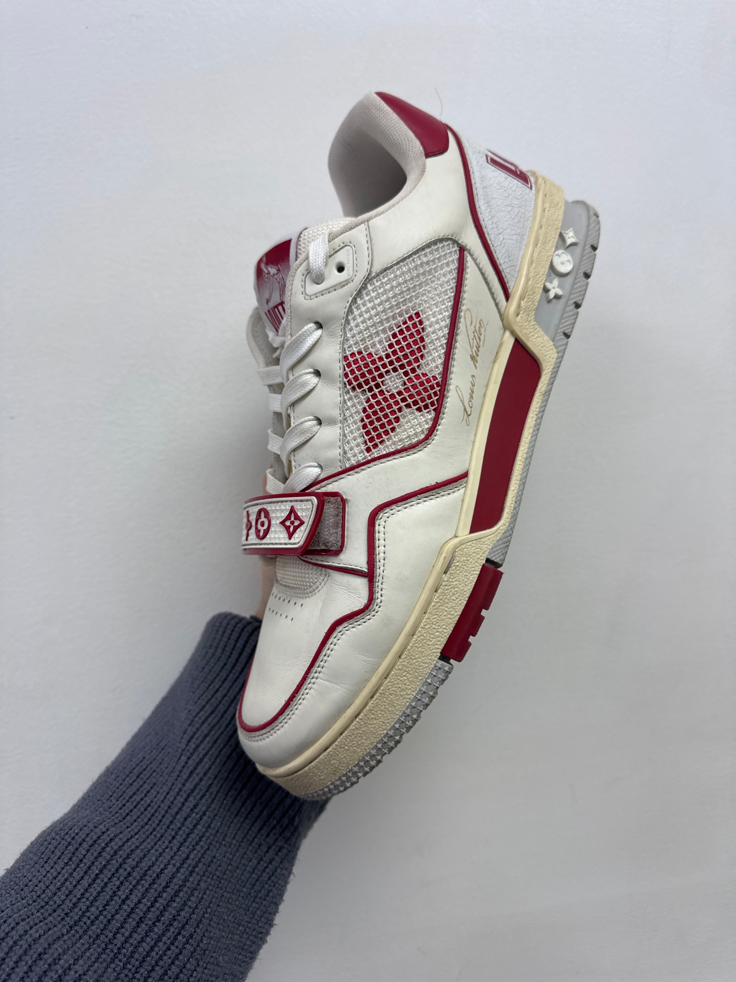 Louis Vuitton Cream Red Strap Trainer Sneakers