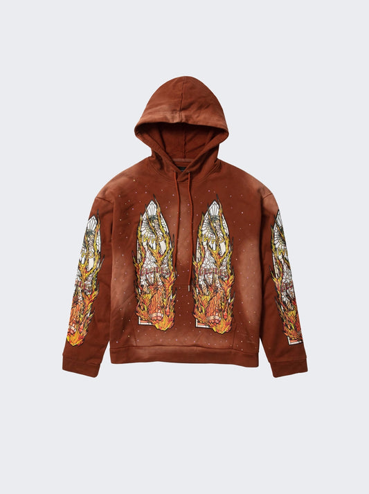 WDW "Faded Flame Glass" Rust Rhinestone Hoodie