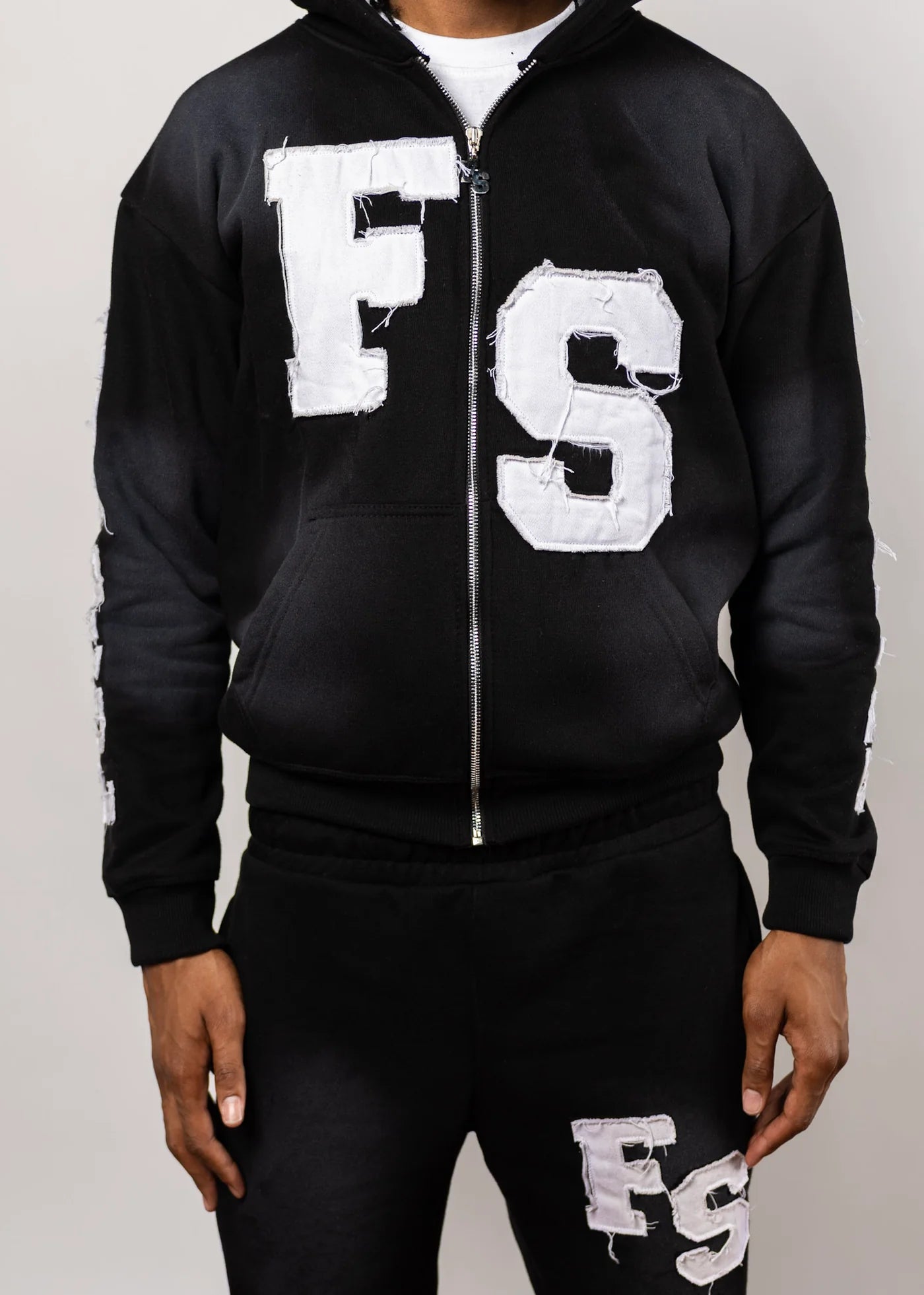 Forever Situated 'Logo' Black & White Sweatsuit