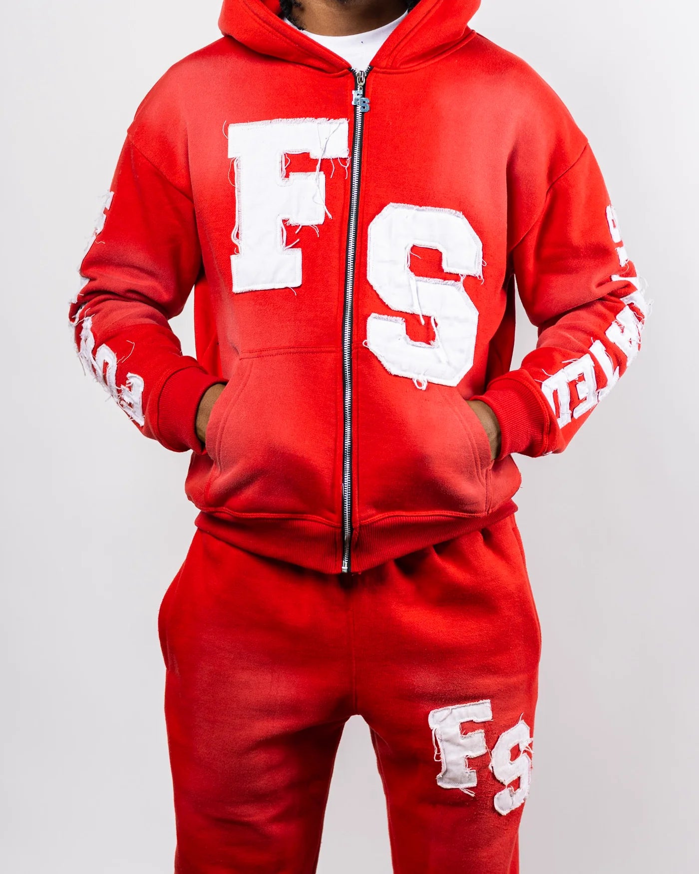 Forever Situated 'Logo' Red & White Sweatsuit