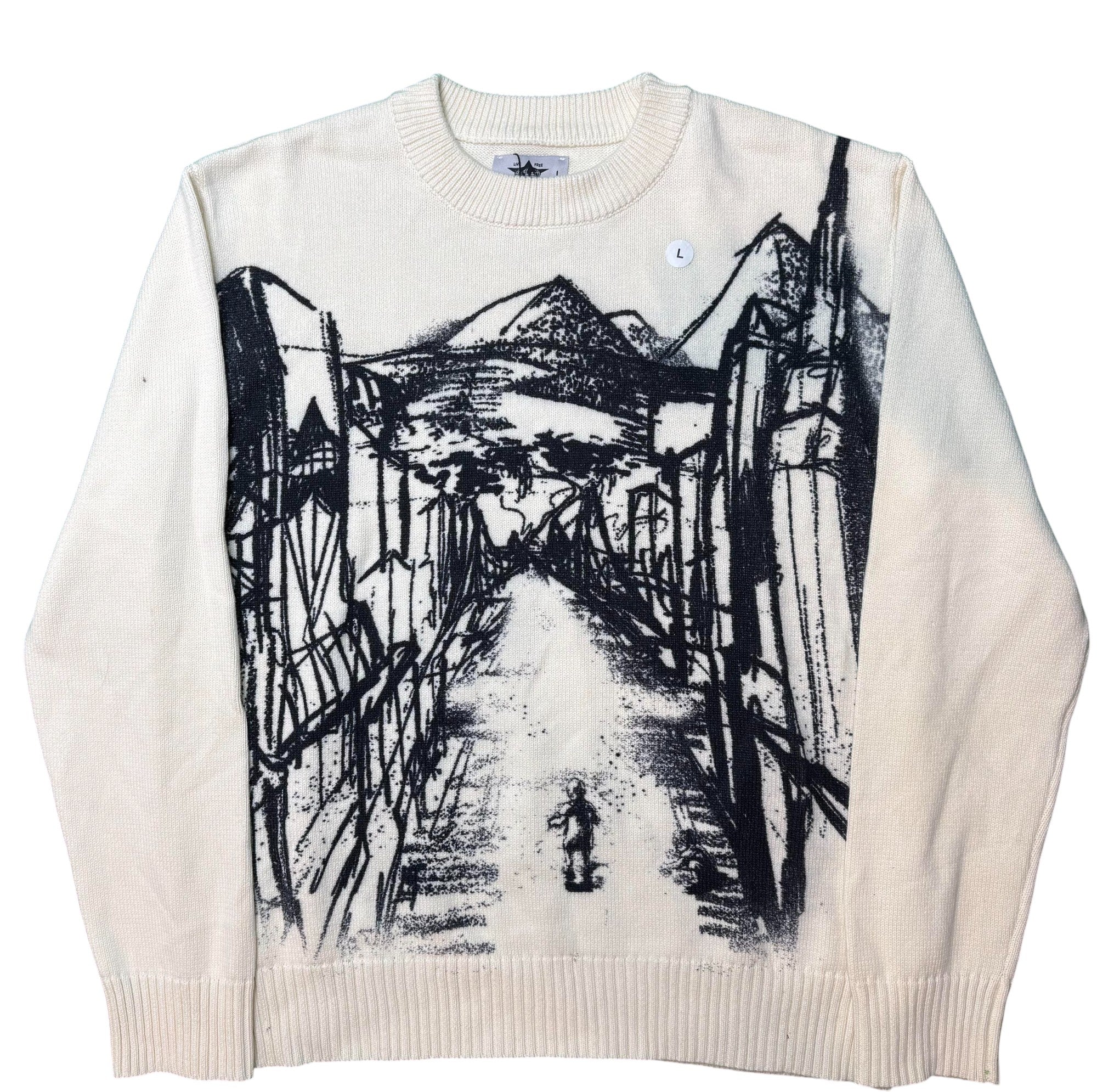Barriers Knit Crewneck Cream Black