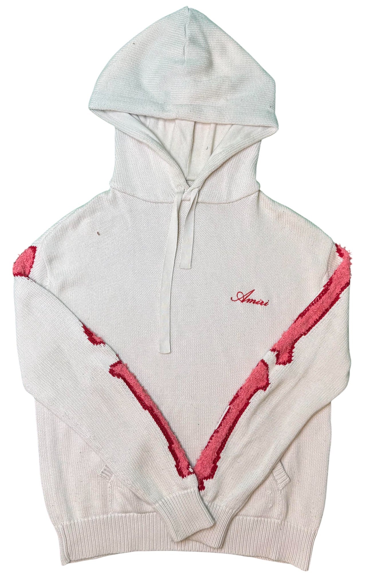 Amiri Knit Bones Cream & Red Hoodie