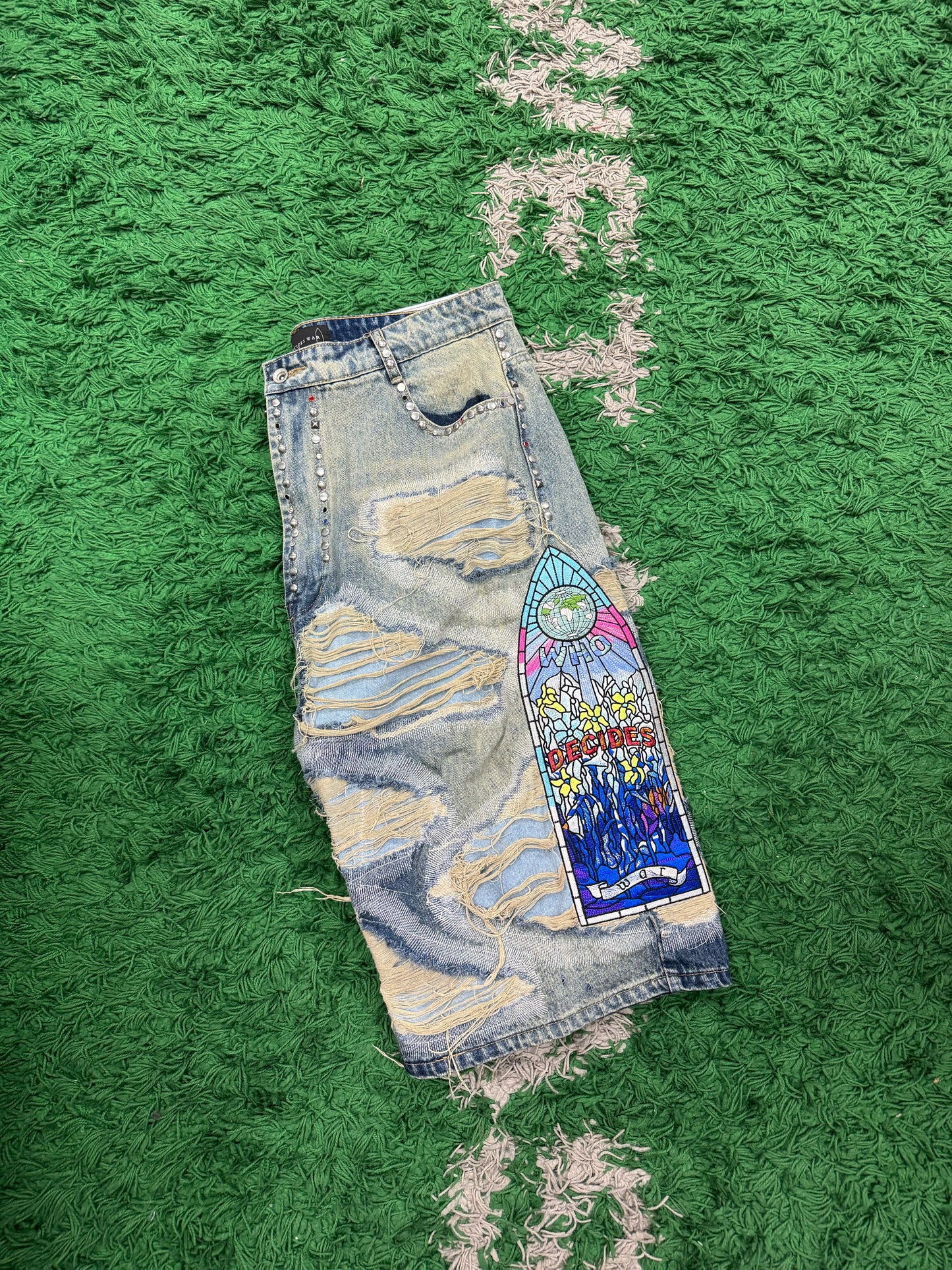 WDW Studded Jean Shorts Multi Used 36 N/A