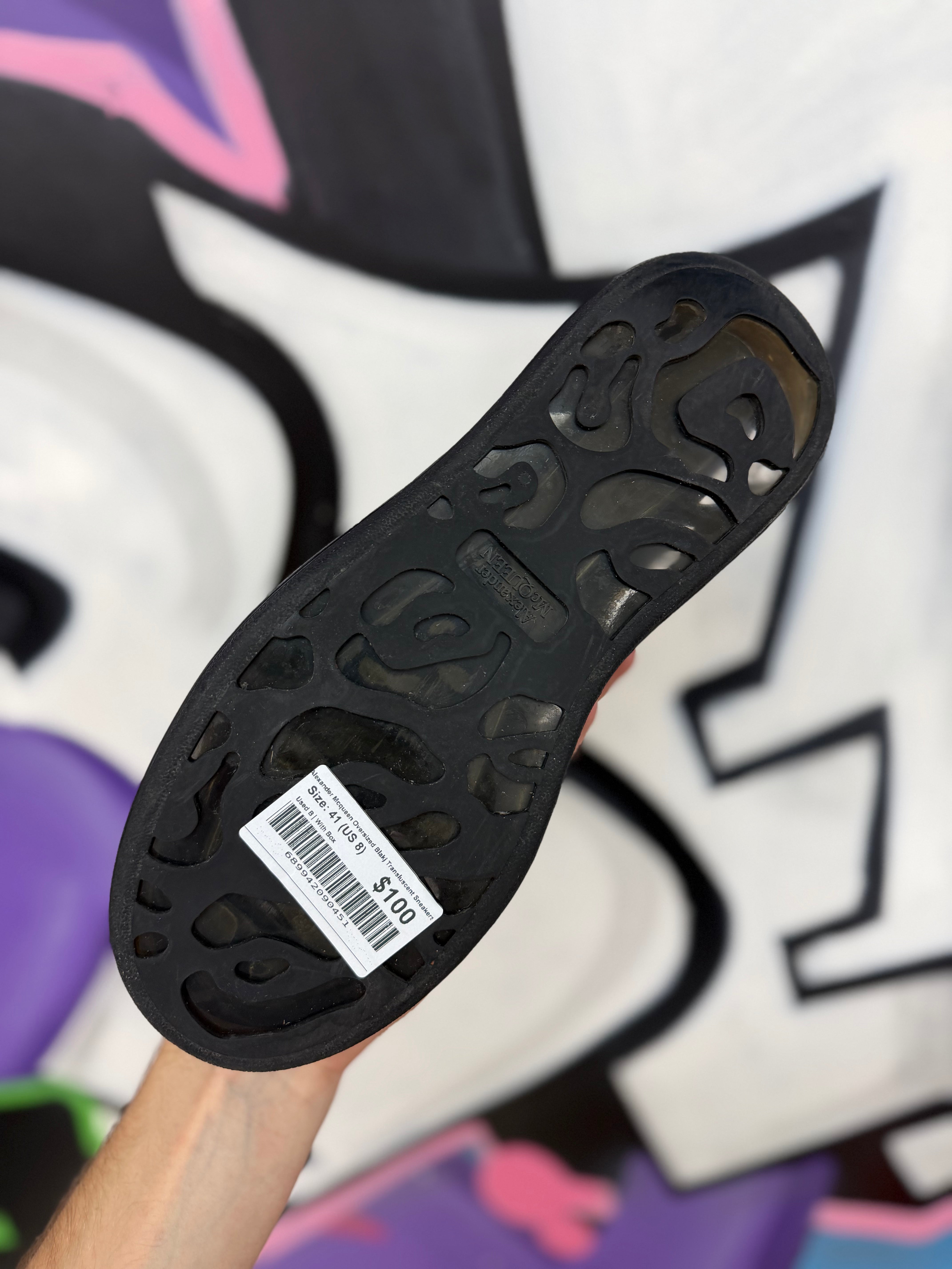 Alexander Mcqueen Oversized Black Transluscent Sneakers