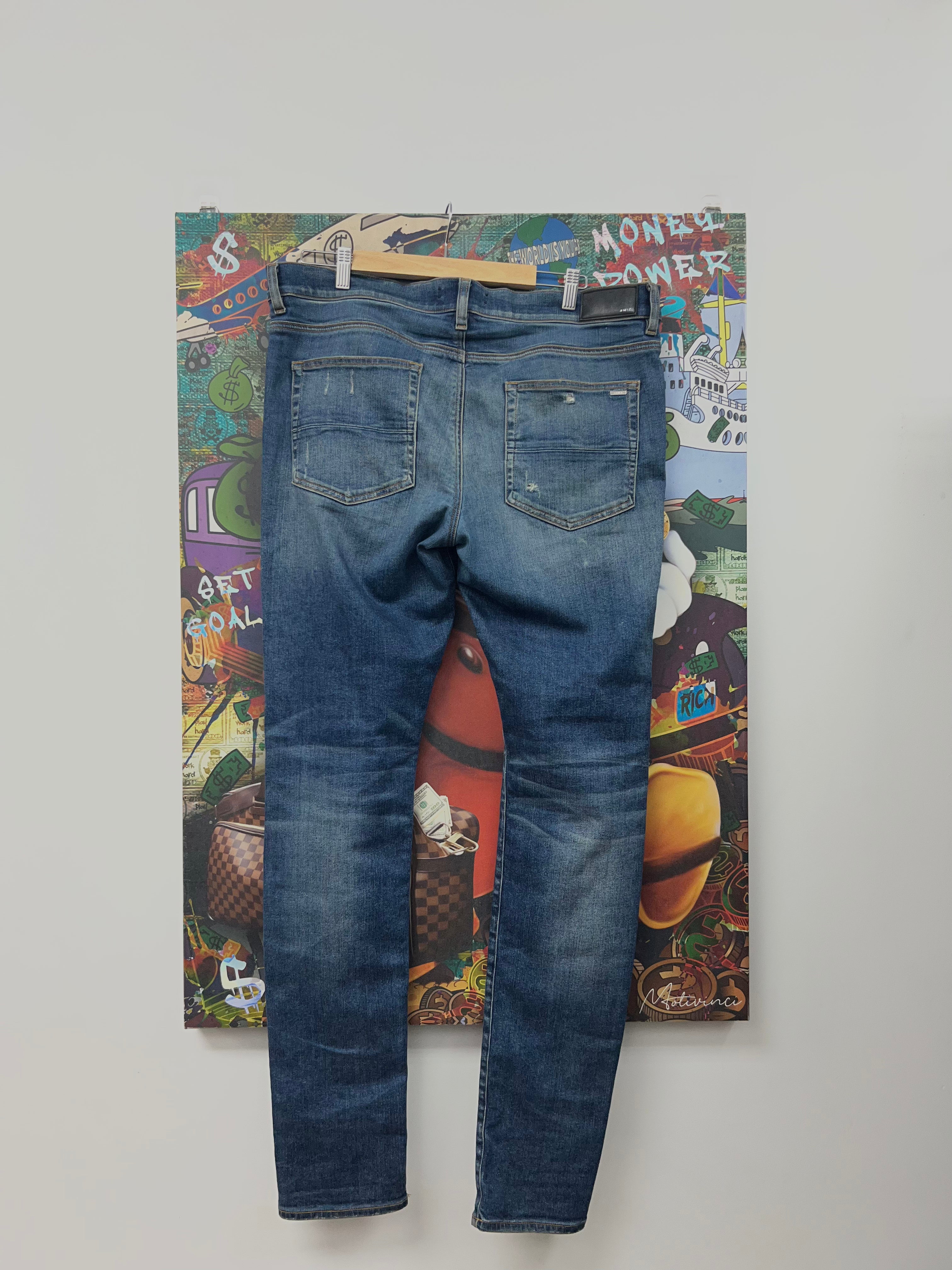 Amiri MX1 Deep Classic Red Paisley Patch Jeans
