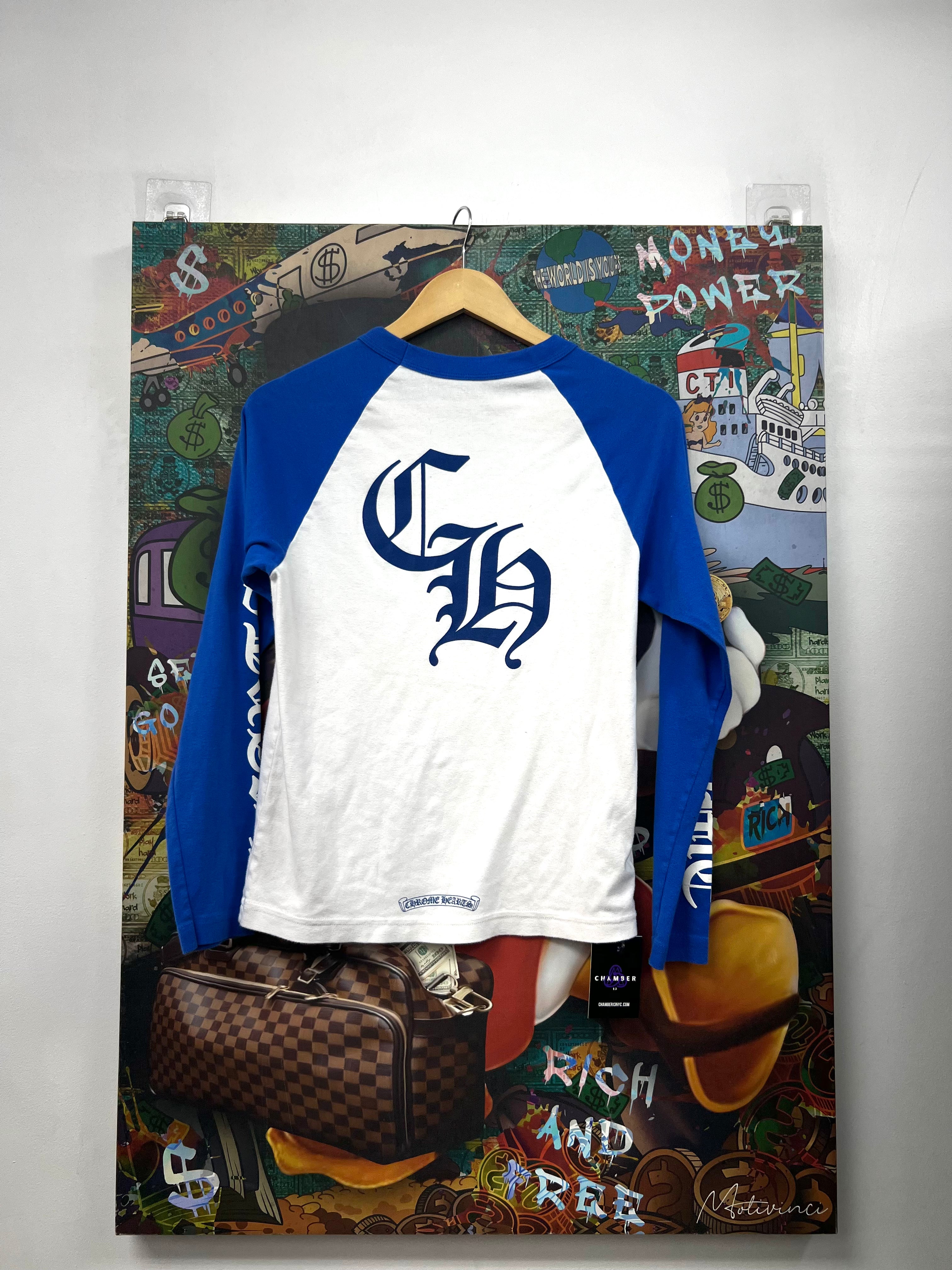 Chrome Hearts White Blue Baseball Long Sleeve