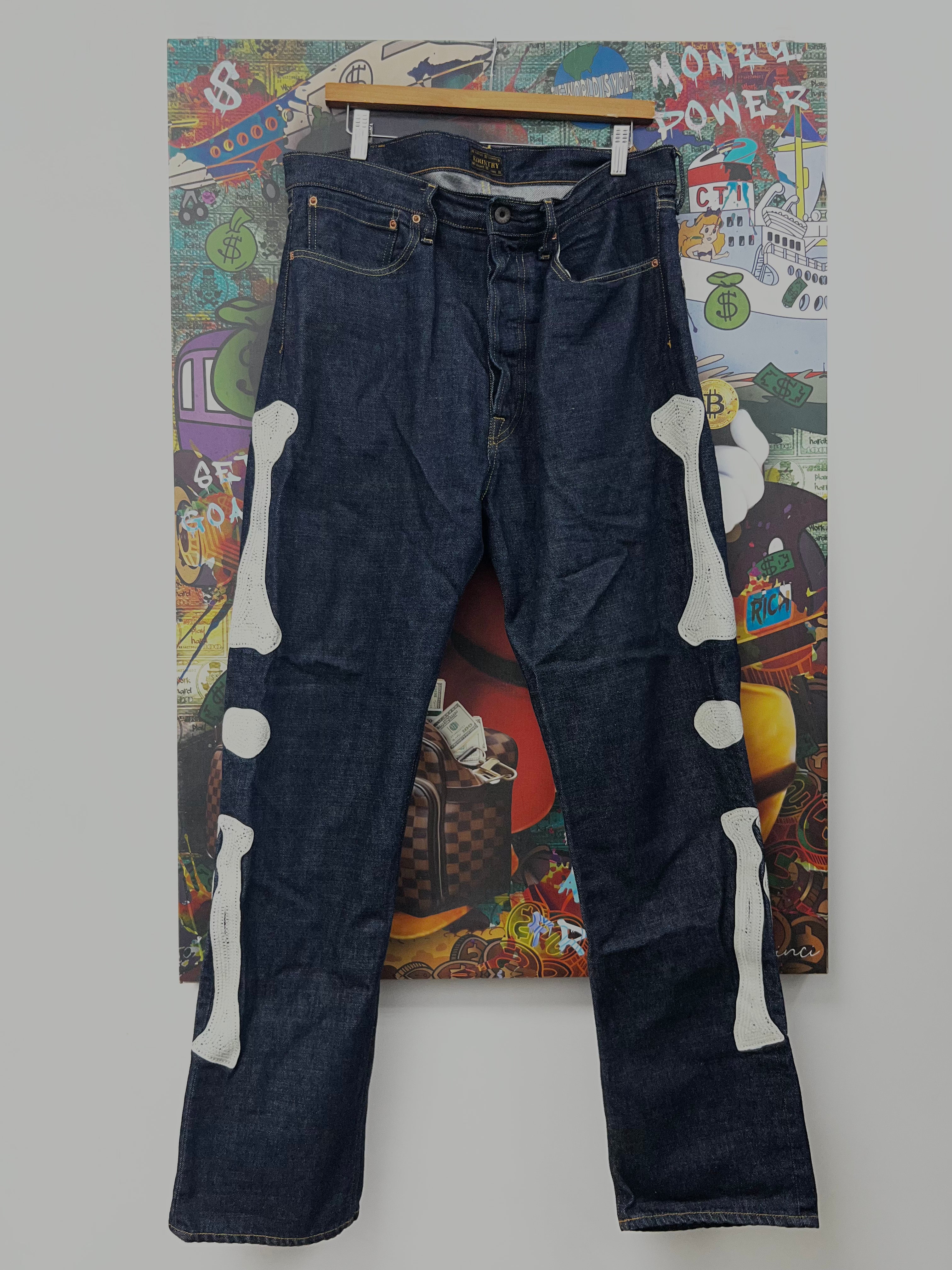 Kapital Navy Selvedge Bone Jeans