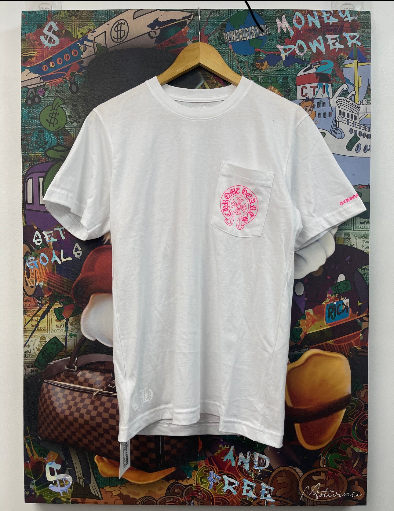 Chrome Hearts White Pink Horseshoe Tee