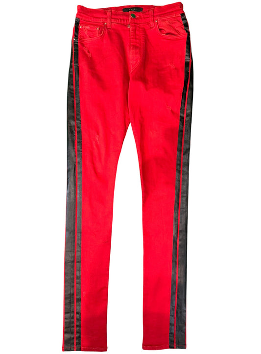 Amiri Red & Black Stripe Jeans