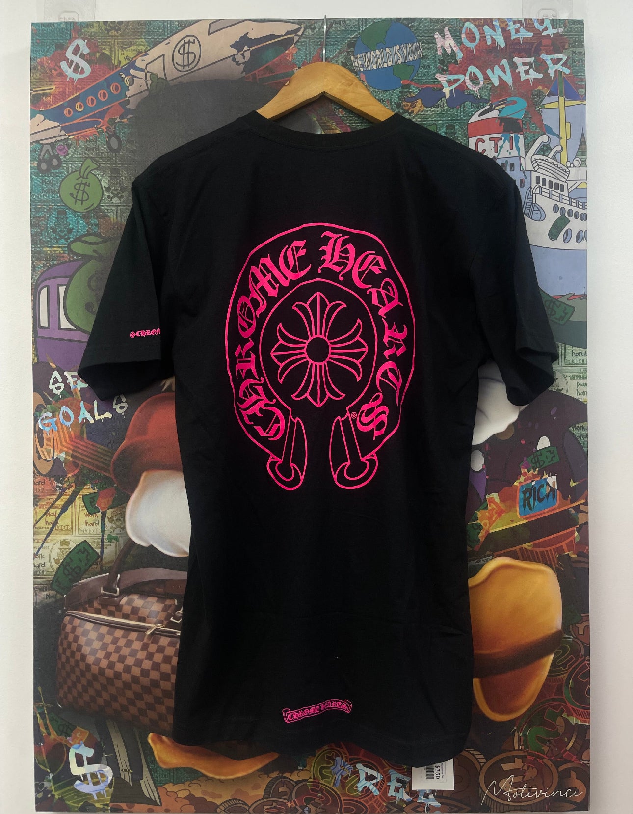 Chrome Hearts Black Pink Horseshoe Tee
