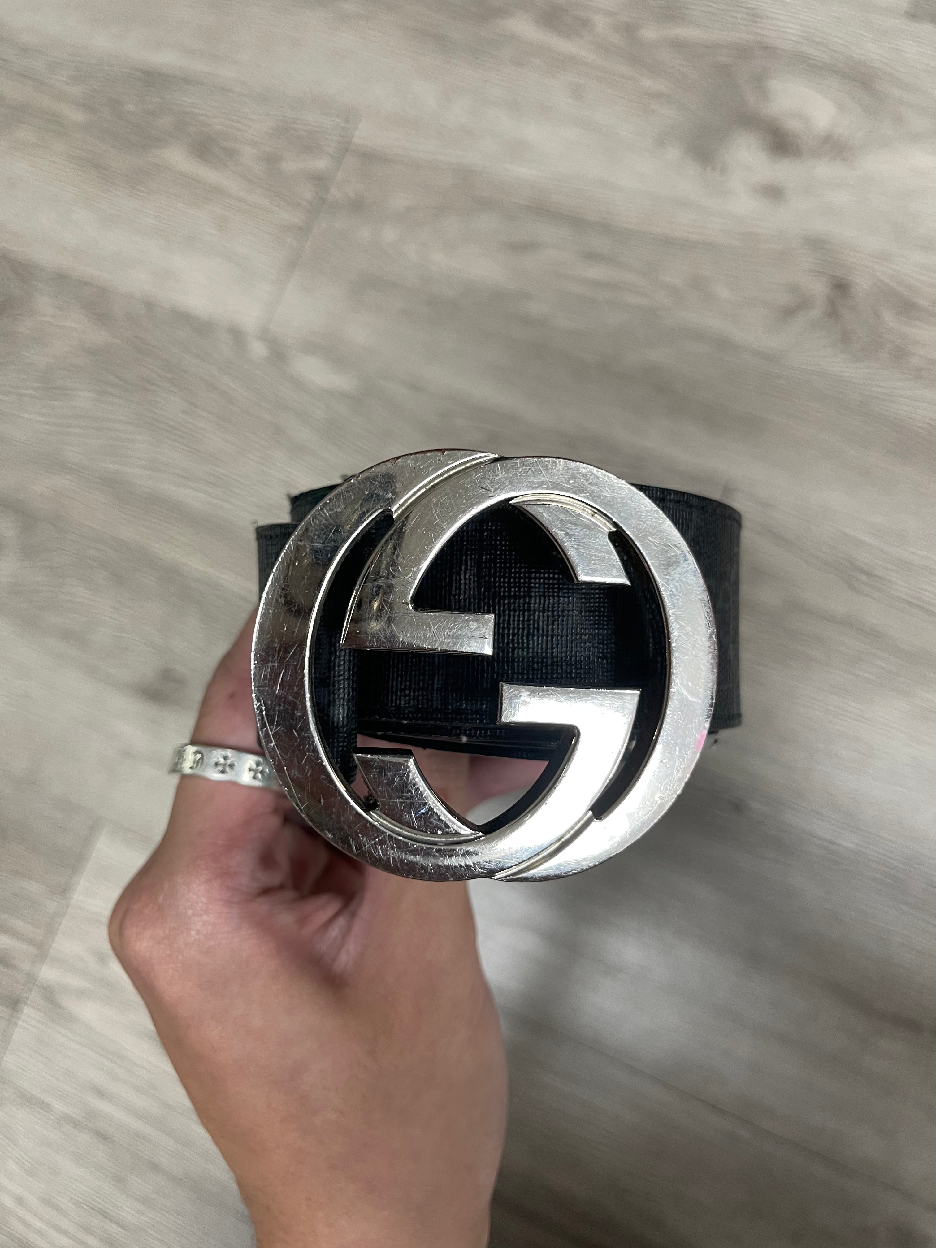 Gucci Black Monogram Belt