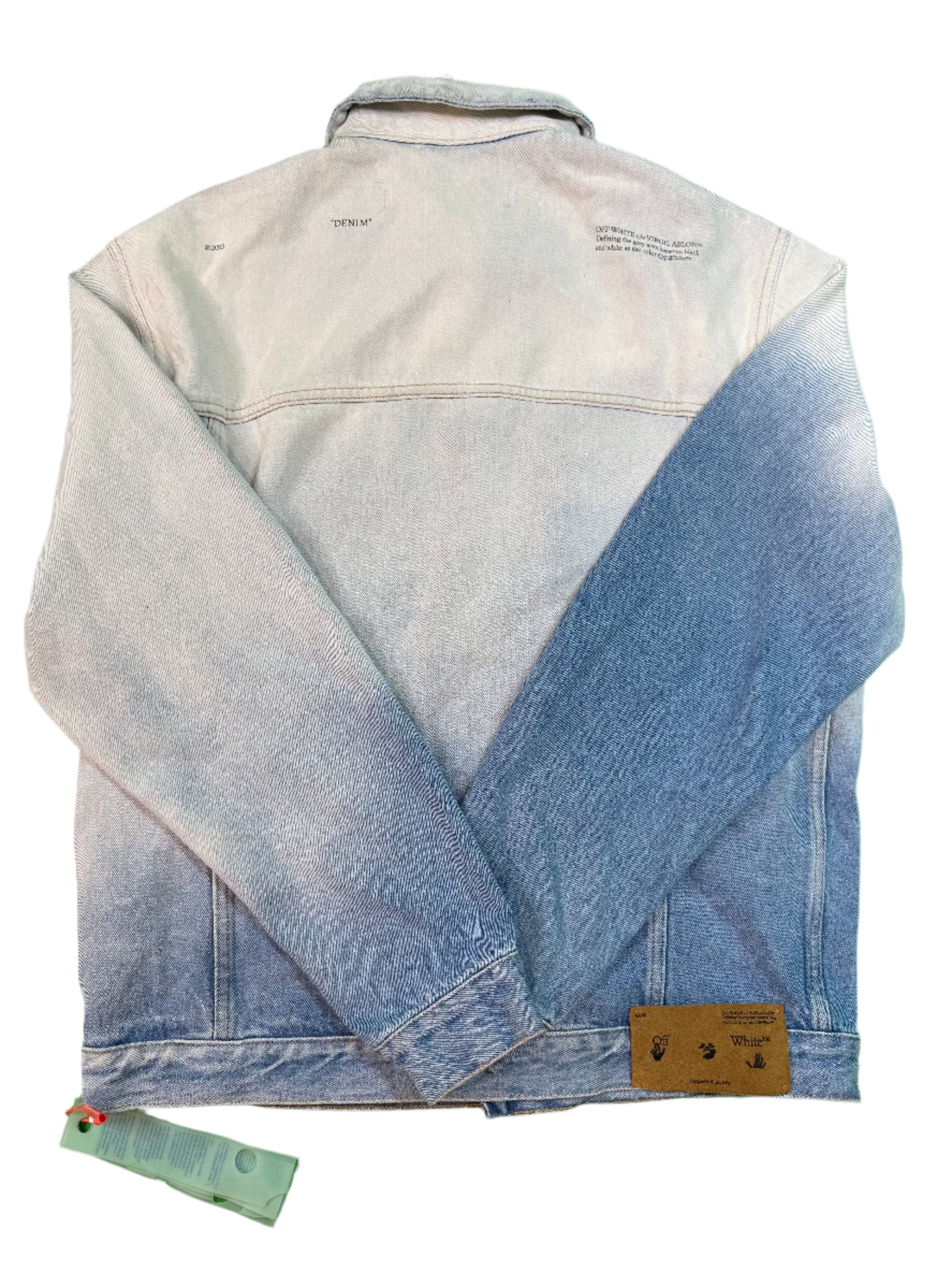 Off White Two Tone Denim Light Wash Blue Jacket