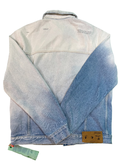 Off White Two Tone Denim Light Wash Blue Jacket