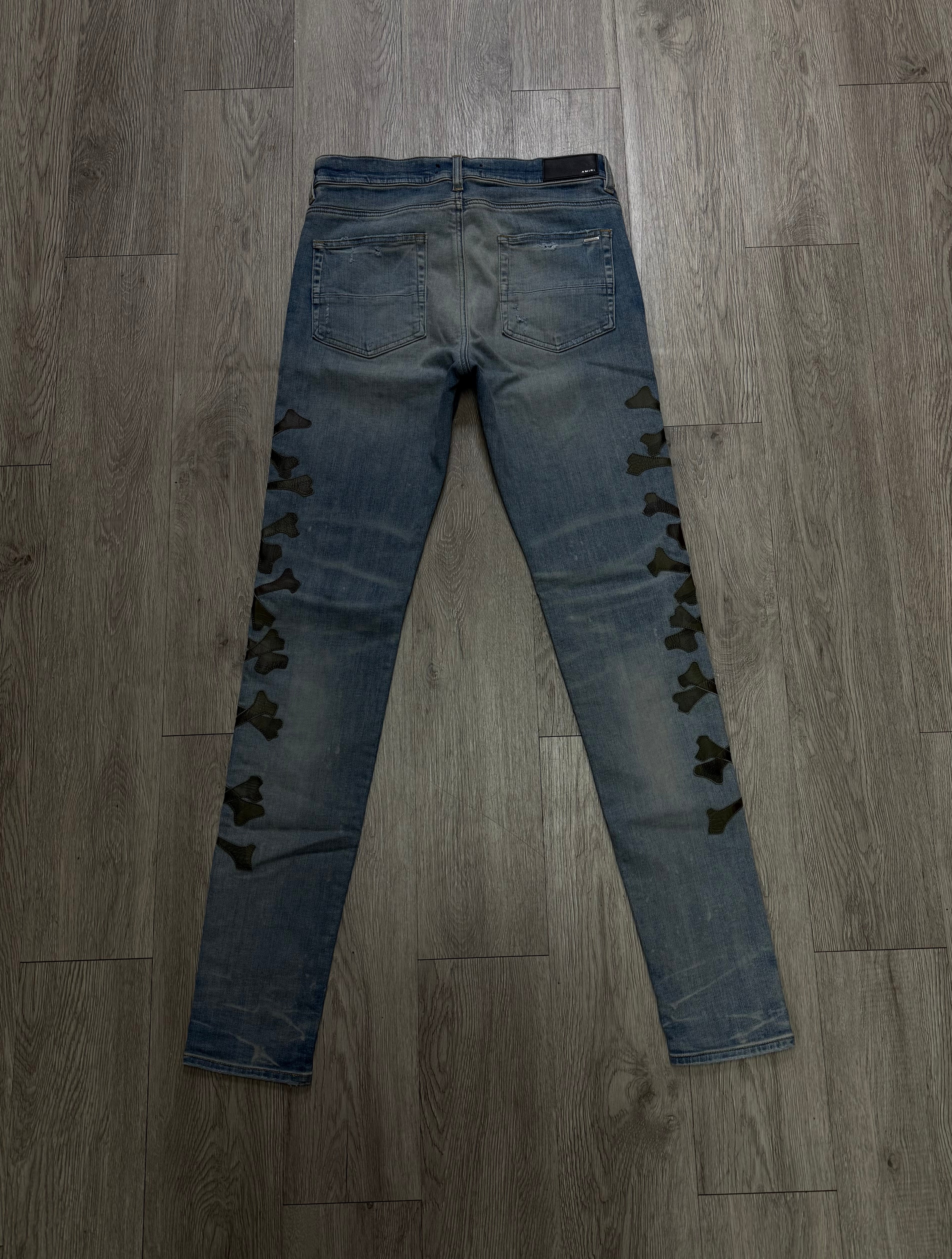 Amiri Light Wash Camo Bones Jeans