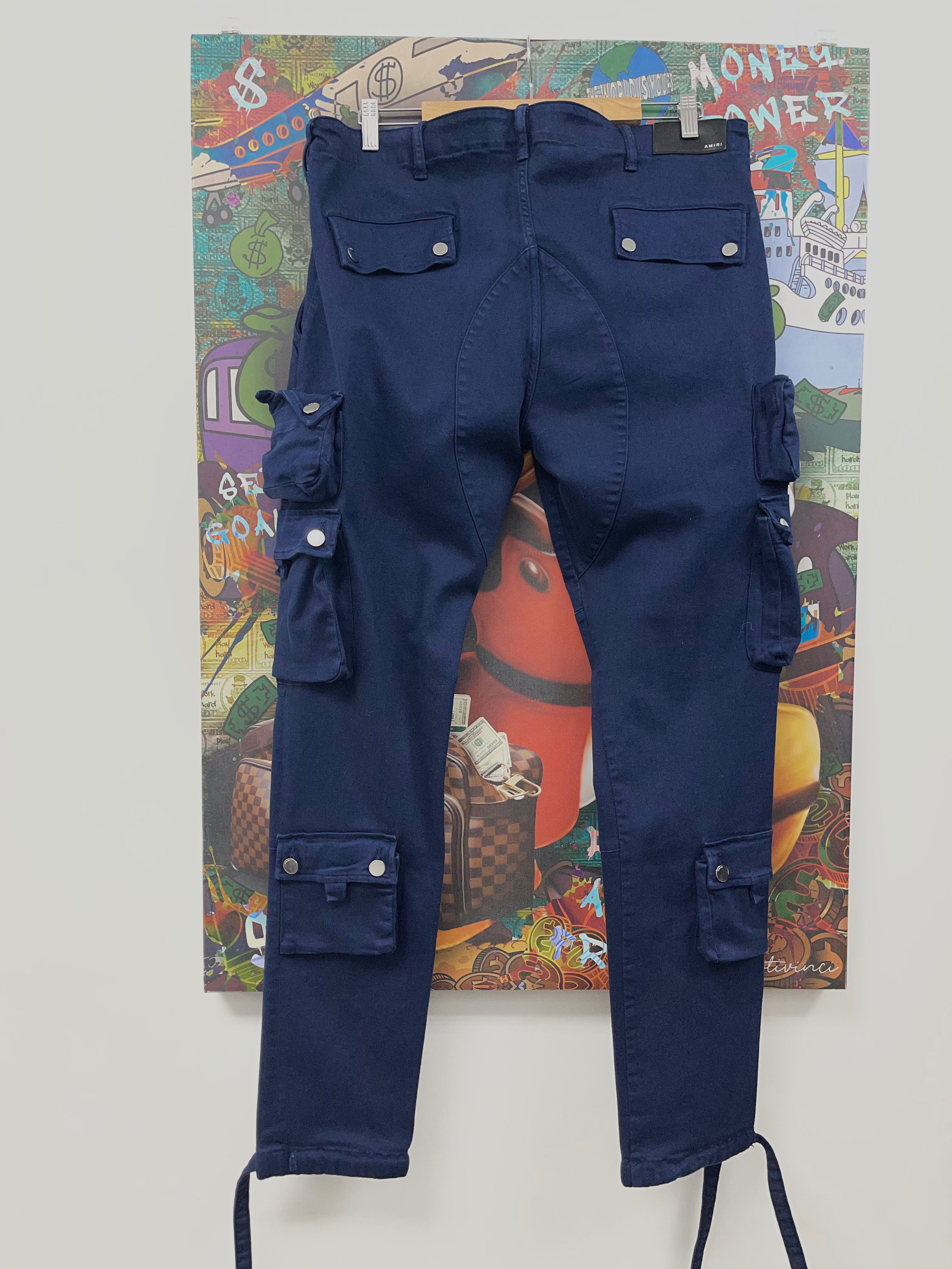 Amiri Navy Denim Cargo Pants