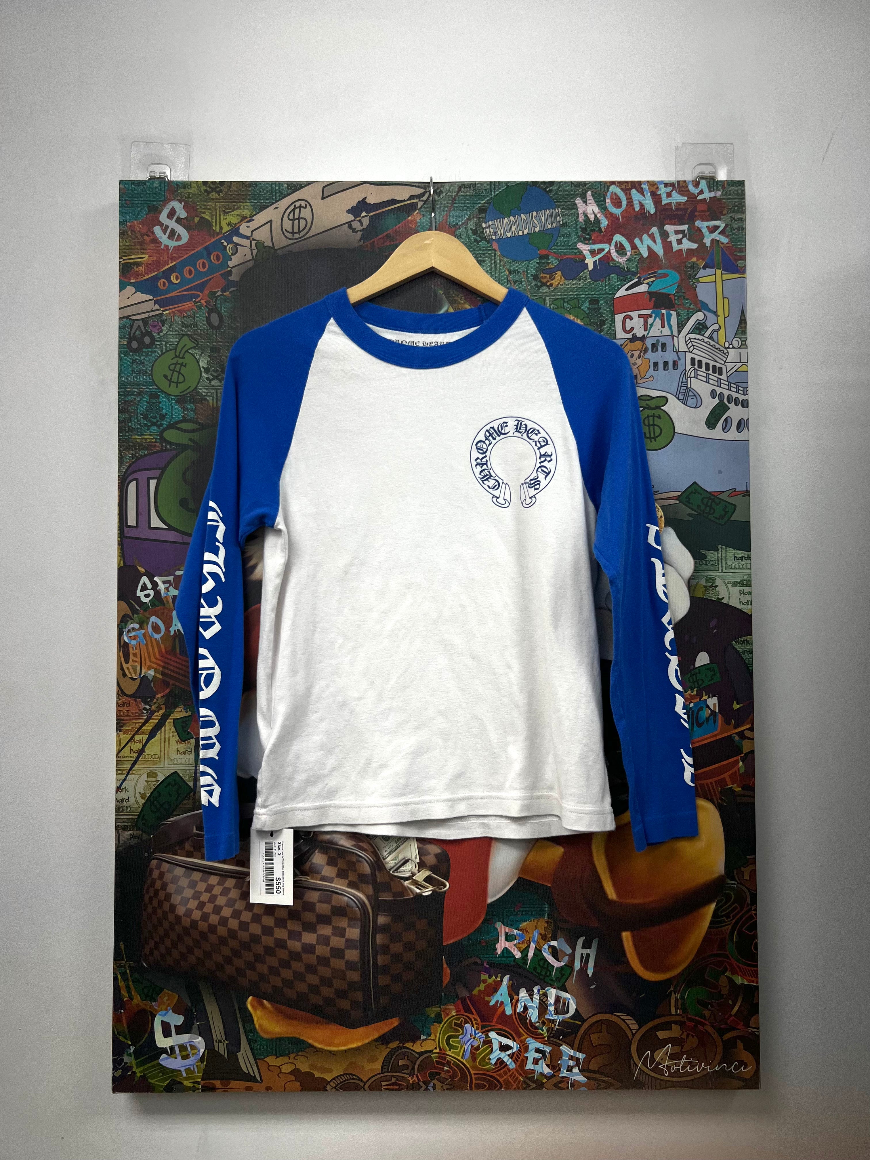 Chrome Hearts White Blue Baseball Long Sleeve