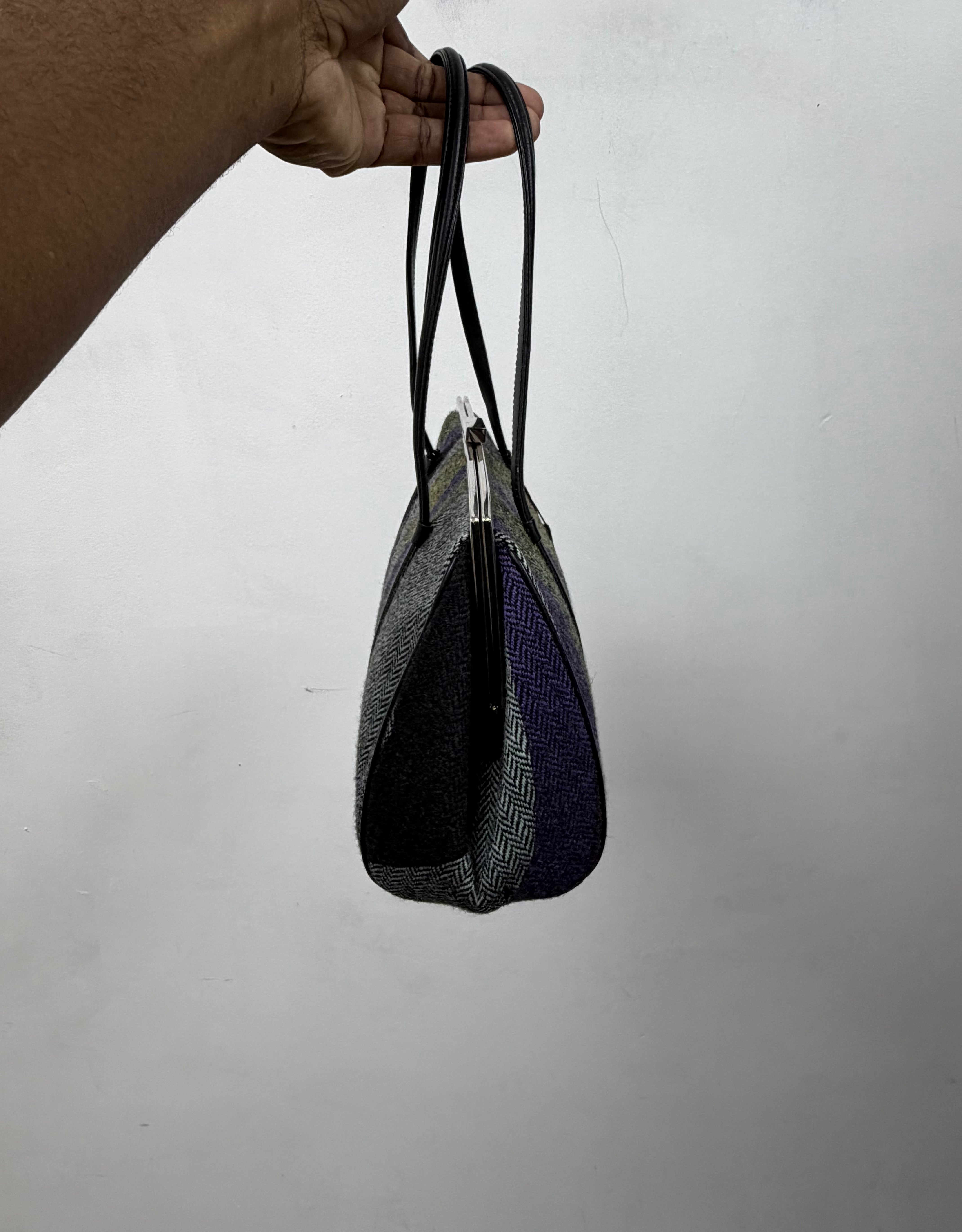 Emilio Pucci Purple Yellow Olive Knitted Top Handle Bag
